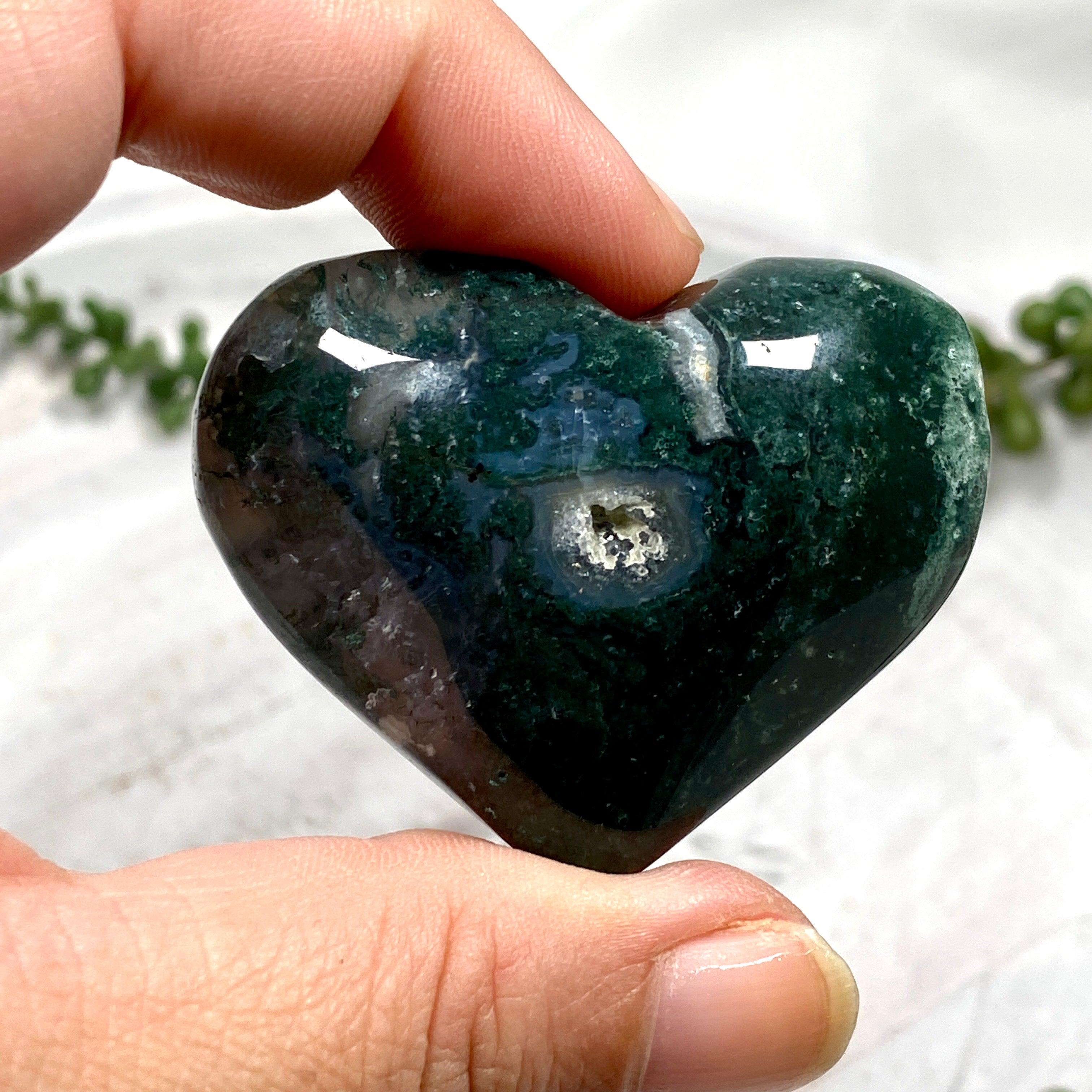 Natural Moss Agate Heart Pendant - Healing Crystal Jewelry for Love & Emotional Balance - Perfect for Meditation, Gifts & Spiritual Healing