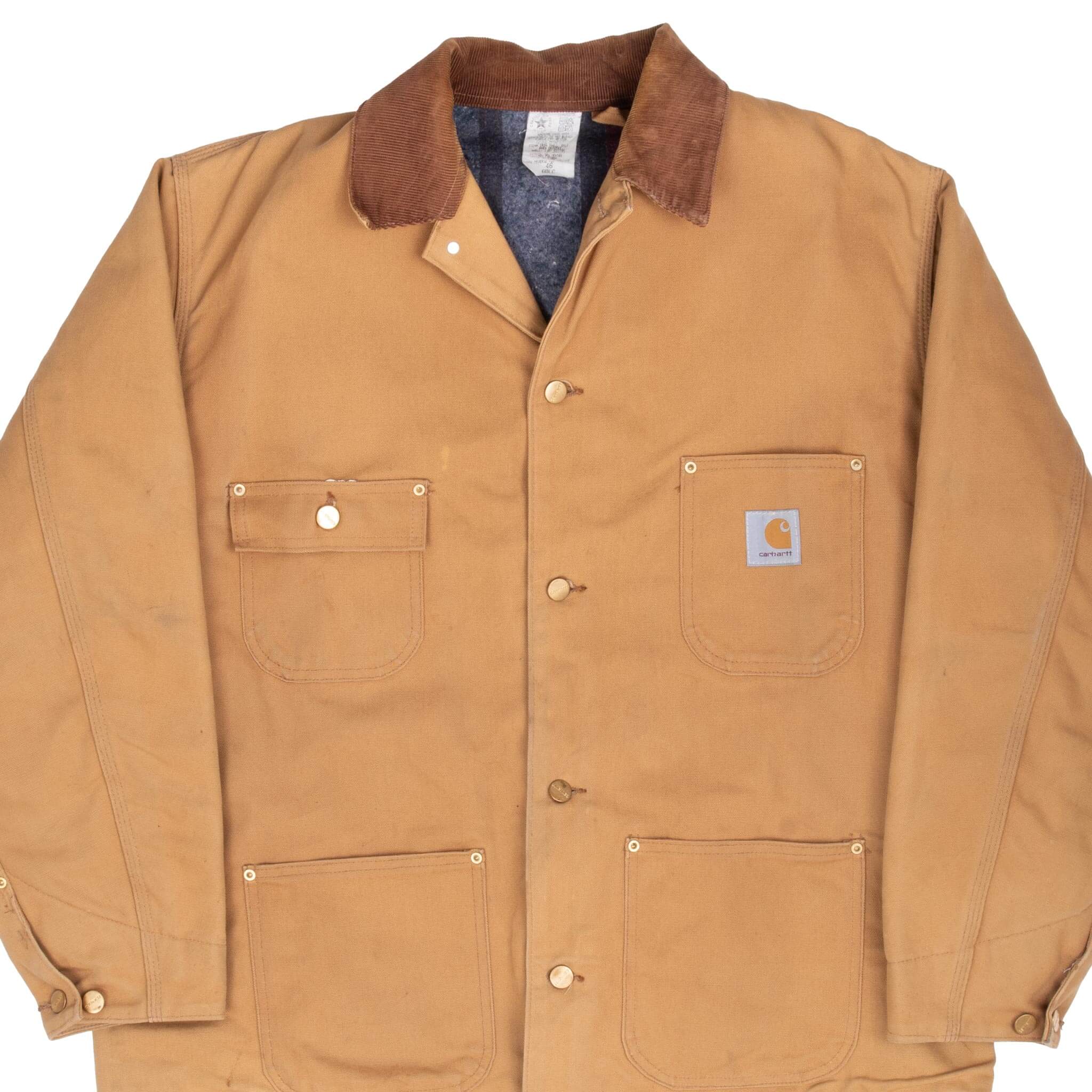 Vintage Carhartt Michigan Style Blanket Lined 6BLC Tan Jacket 1990s XL Made in USA - Durable Workwear for Outdoor Activities, Hunting & Cold Weather