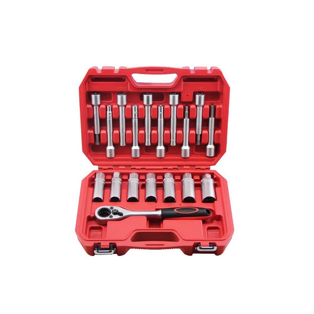 INTSUPERMAI 18-Piece Suspension Shock Absorber Strut Nut Removal Tool Set - Red Automotive Repair Tool Kit for Car Maintenance & DIY Projects