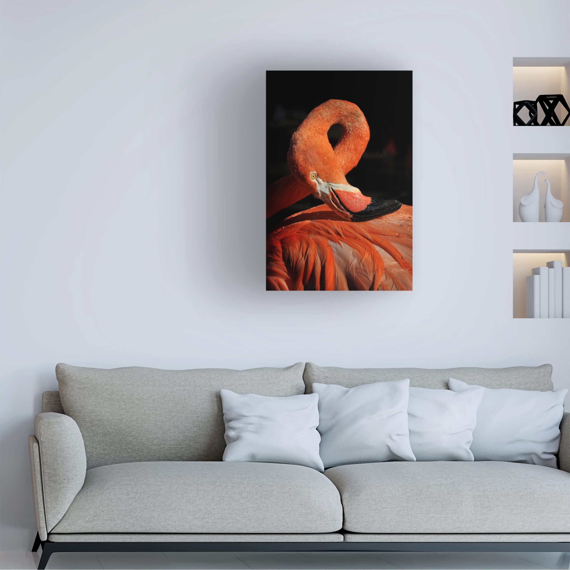Loop Flamingo Canvas Wall Art Print by Zdenek Vales - Tropical Pink Flamingo Painting for Living Room, Bedroom & Office Decor