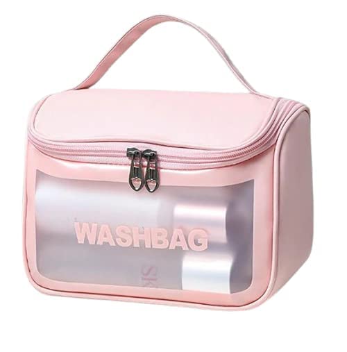 LOCANS Hanging Travel Toiletry Bag - Clear Waterproof Cosmetic & Makeup Organizer with Zipper Pouch - Perfect for Bathroom Storage, Camping Trips & Airplane Travel (Multicolor)