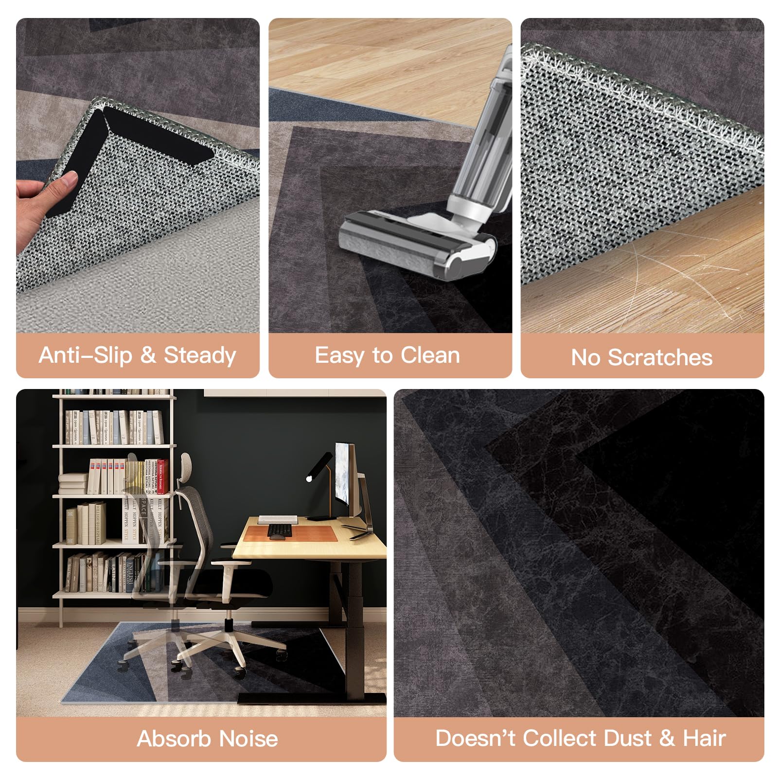 Premium Non-Slip Office Chair Mat for Hardwood Floors - Heavy Duty Desk Chair Mat Protector for Hardwood & Low-Pile Carpet - Easy Clean Computer Floor Mat for Gaming & Rolling Chairs - Perfect for Home Office, Study Room & Workspace