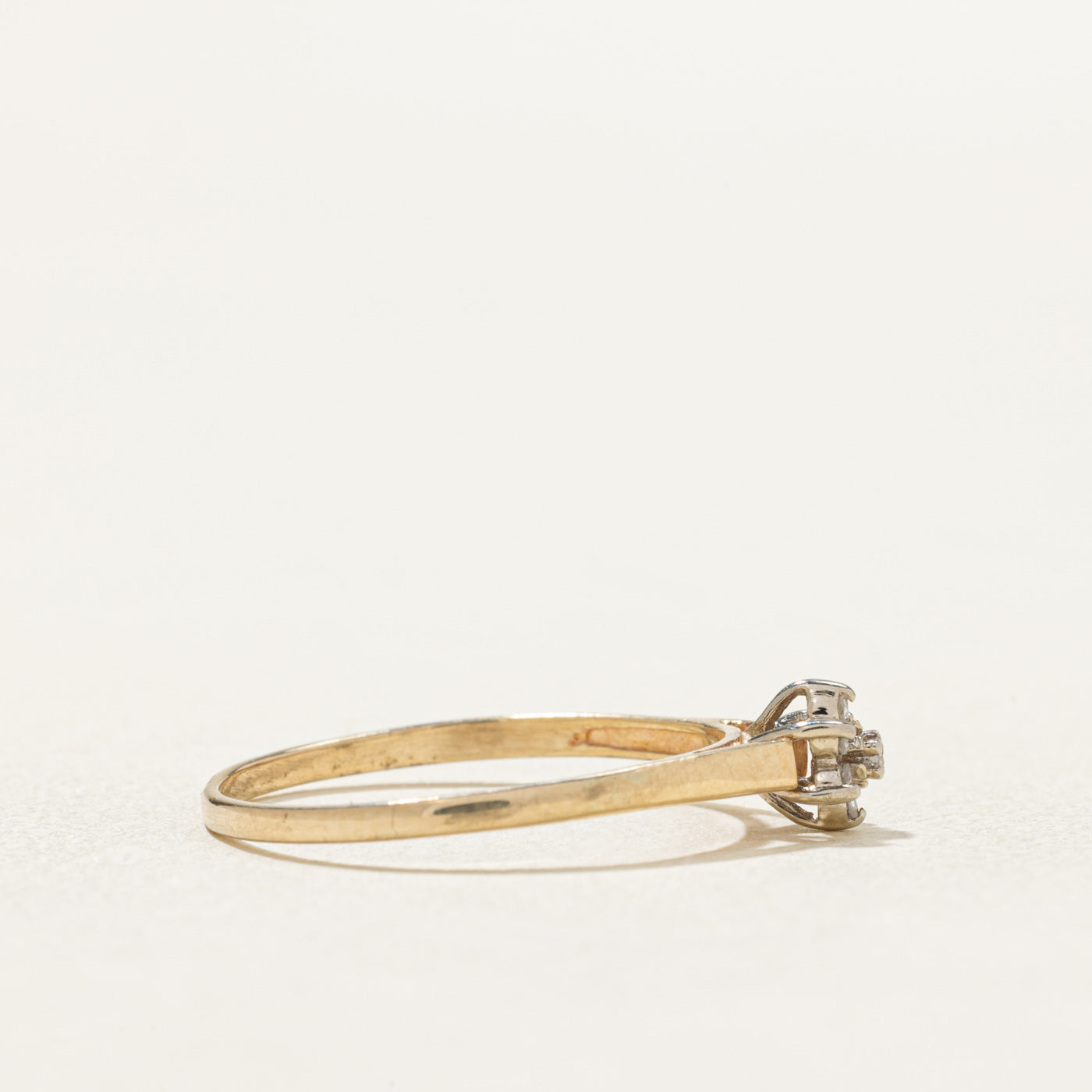 10K White Gold Diamond Petal Petite Ring - 0.03ctw, Size 6.25 - Elegant Wedding Band, Anniversary Gift for Her, Everyday Jewelry
