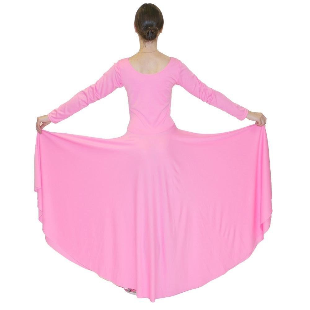 Danzcue Women's Loose Fit Long Sleeve Dance Dress - Flowy Full Length Performance Worship Dress for Ballet, Contemporary & Church Dance