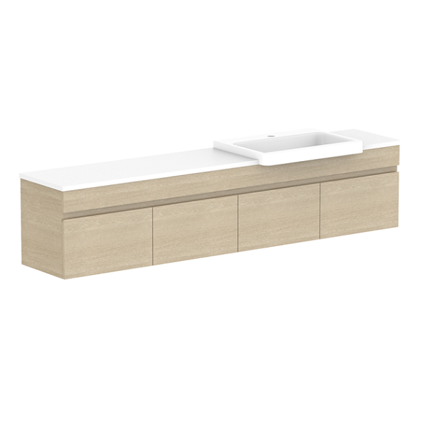 ADP Glacier Pro Semi Recessed All Door Slim Vanity with Solid Surface Top - Modern Bathroom Sink Cabinet for Small Spaces, Perfect for Apartments and Powder Rooms