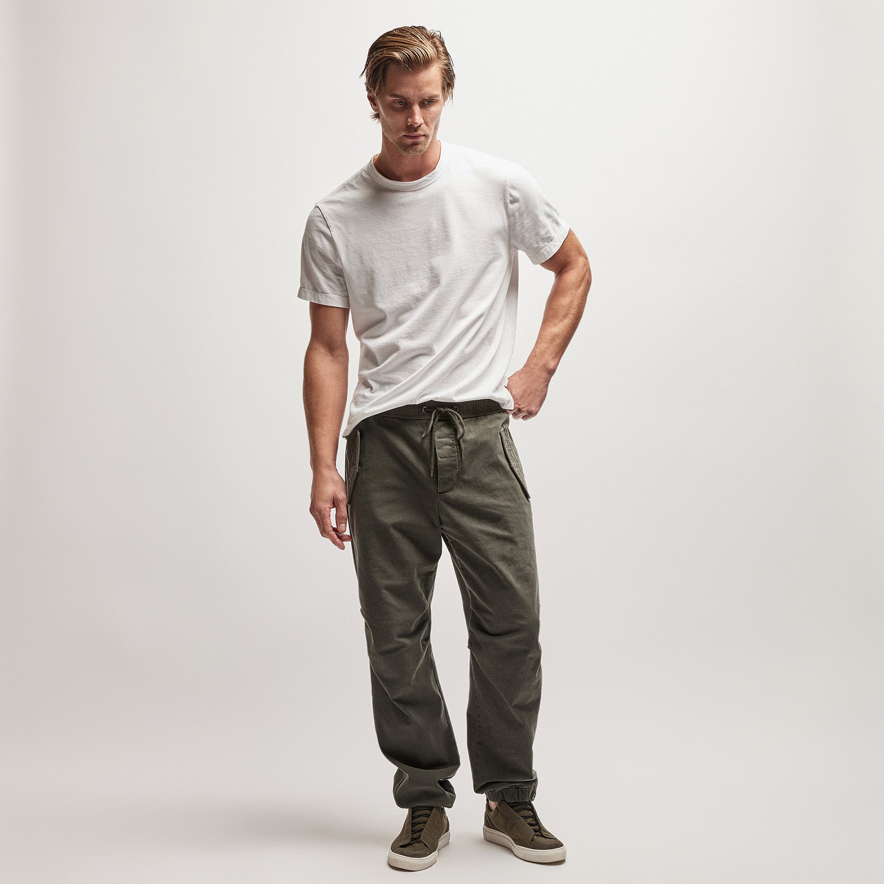 Premium Cotton Terry Flight Pants - Dark Olive Pigment Dye | Comfortable Lounge & Travel Pants for Men | Perfect for Yoga, Gym & Relaxing at Home