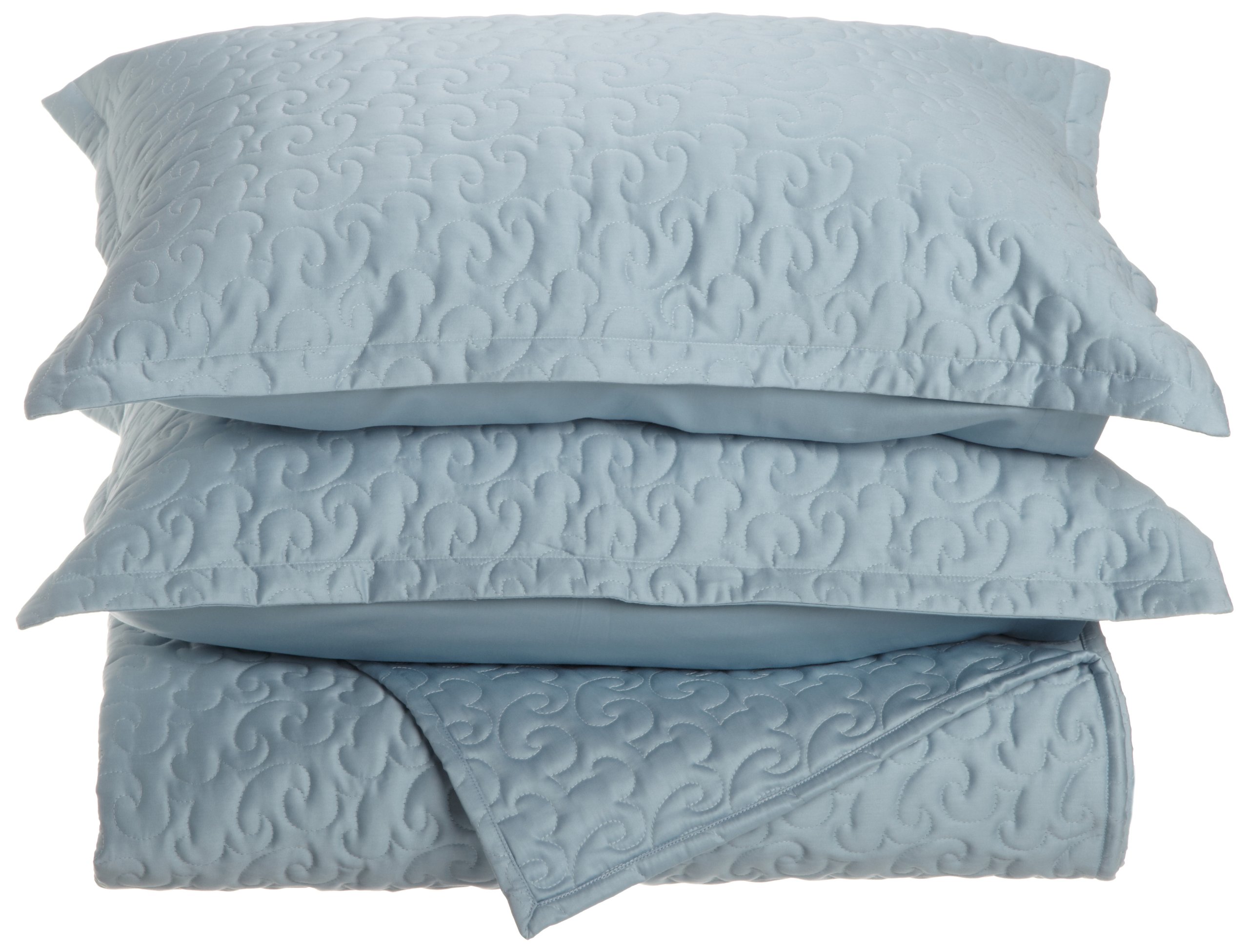 Premium Egyptian Cotton Quilted Coverlet Set - Queen Size, Soft Blue Bedspread | Ultra Soft & Breathable Bedding for Luxury Hotels, Guest Rooms & Master Bedrooms