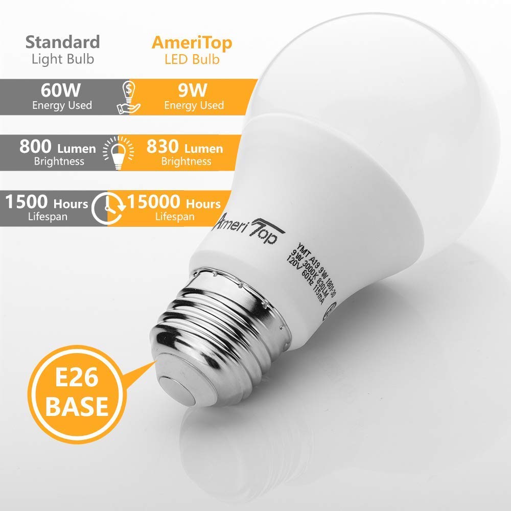 AmeriTop Metal Desk Lamp with Adjustable Goose Neck & 6 Pack 3000K Warm White LED Bulbs - Red Swing Arm Table Lamp with Clamp/Interchangeable Base | Perfect for Home Office, Study Room & Bedside Reading Lighting