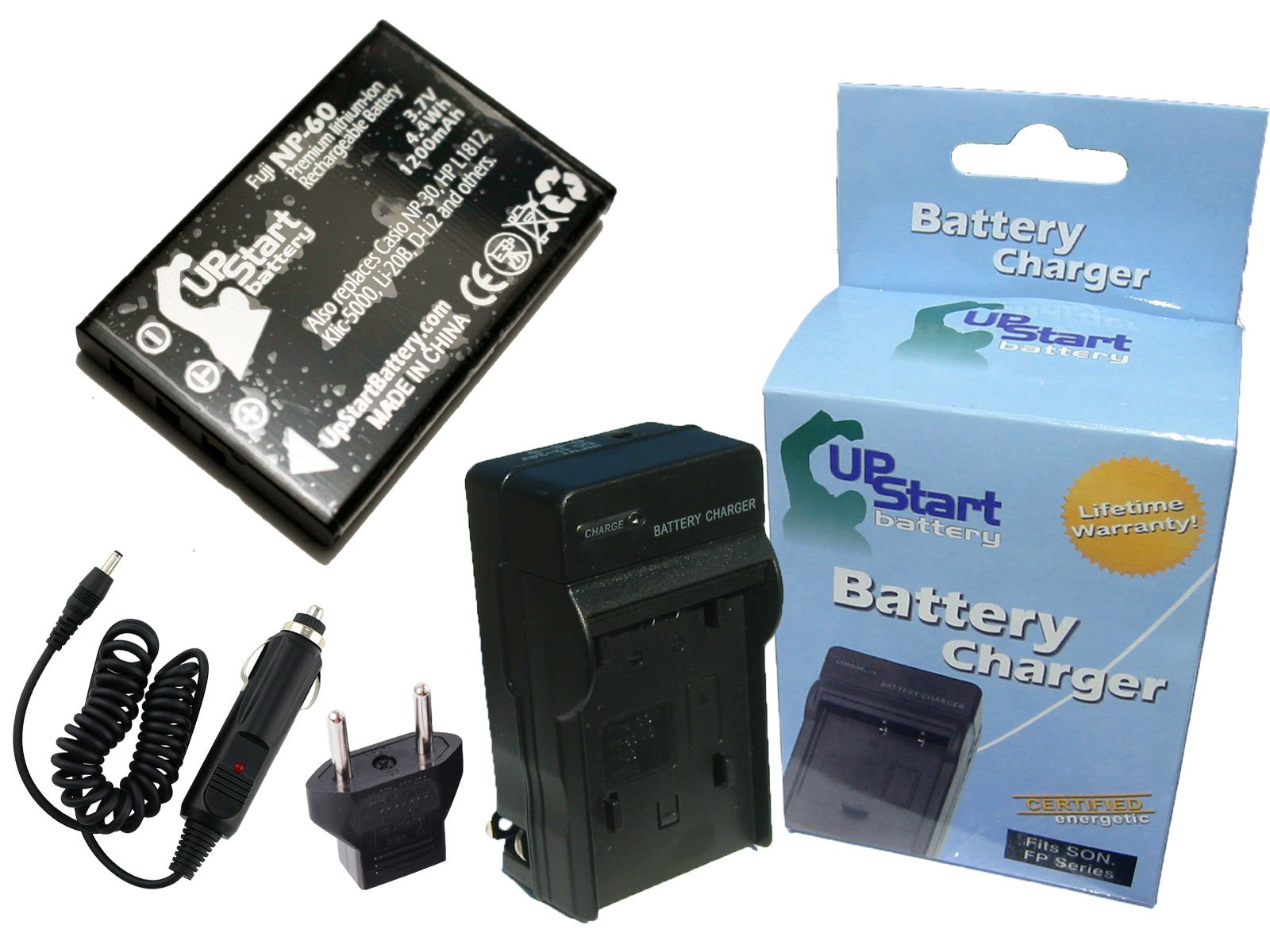 HP Photosmart R717 Replacement Battery & Charger Kit - 1200mAh 3.7V Li-ion Battery with Car Plug & EU Adapter - Compatible with HP L1812A Digital Camera - Perfect for Travel Photography & On-the-Go Charging