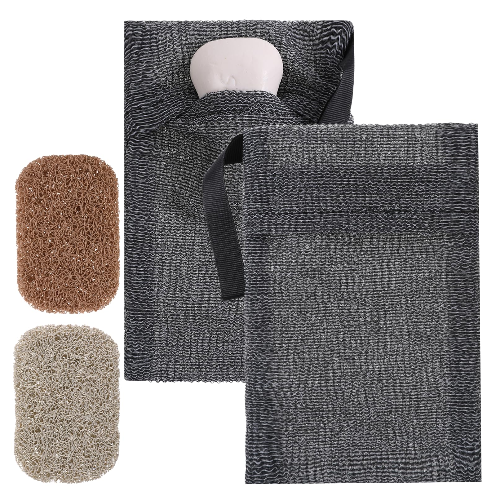2 Pack Soap Saver Bags with Exfoliating Mesh & 2 Soap Lifting Pads - Reusable Bar Soap Pouches for Large Soap Bars & Leftover Bits - Perfect for Shower, Bath & Travel