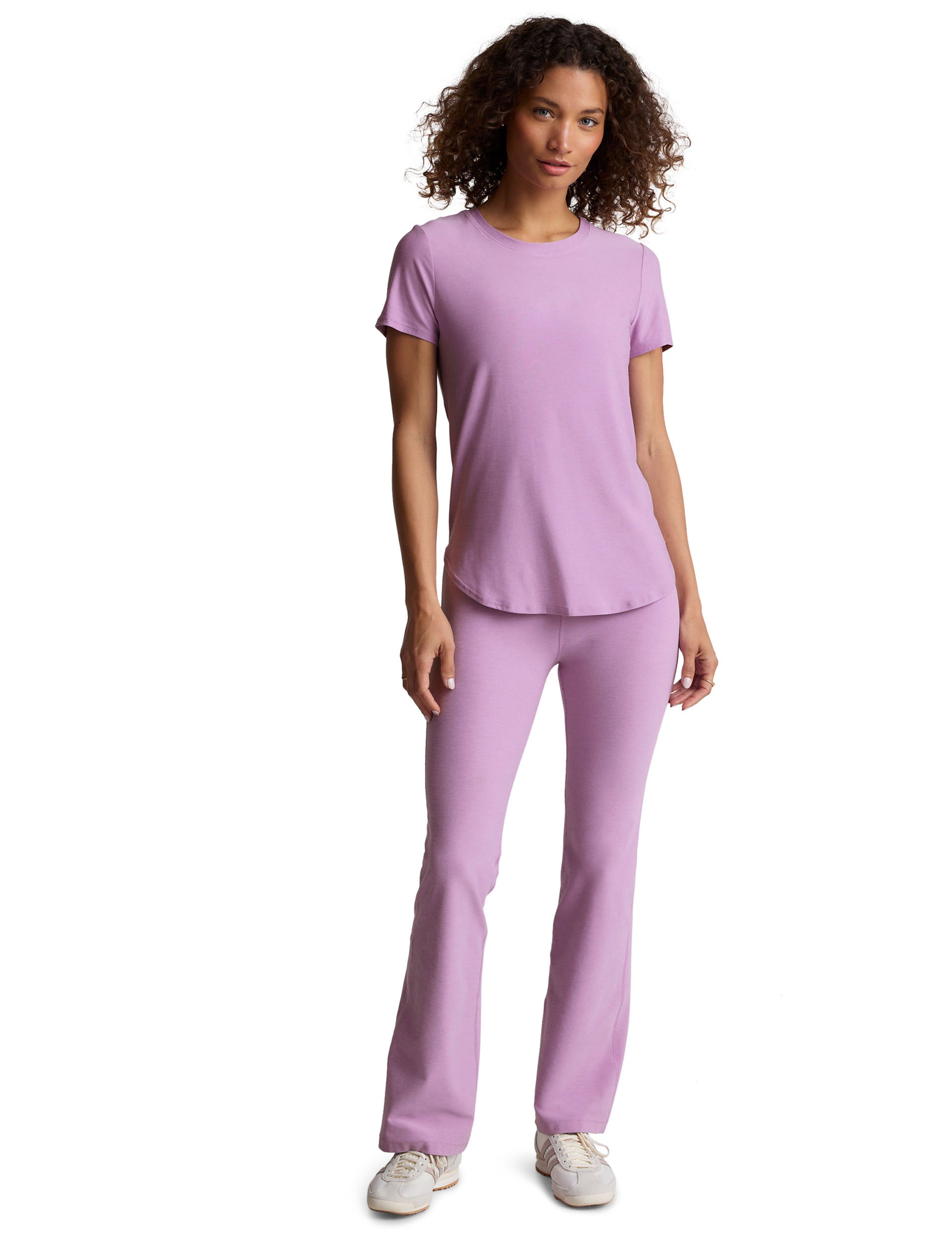 Featherweight on the Down Low Tee - Soft Lilac Petal Heather Women's Lightweight T-Shirt | Perfect for Casual Wear, Yoga & Everyday Comfort