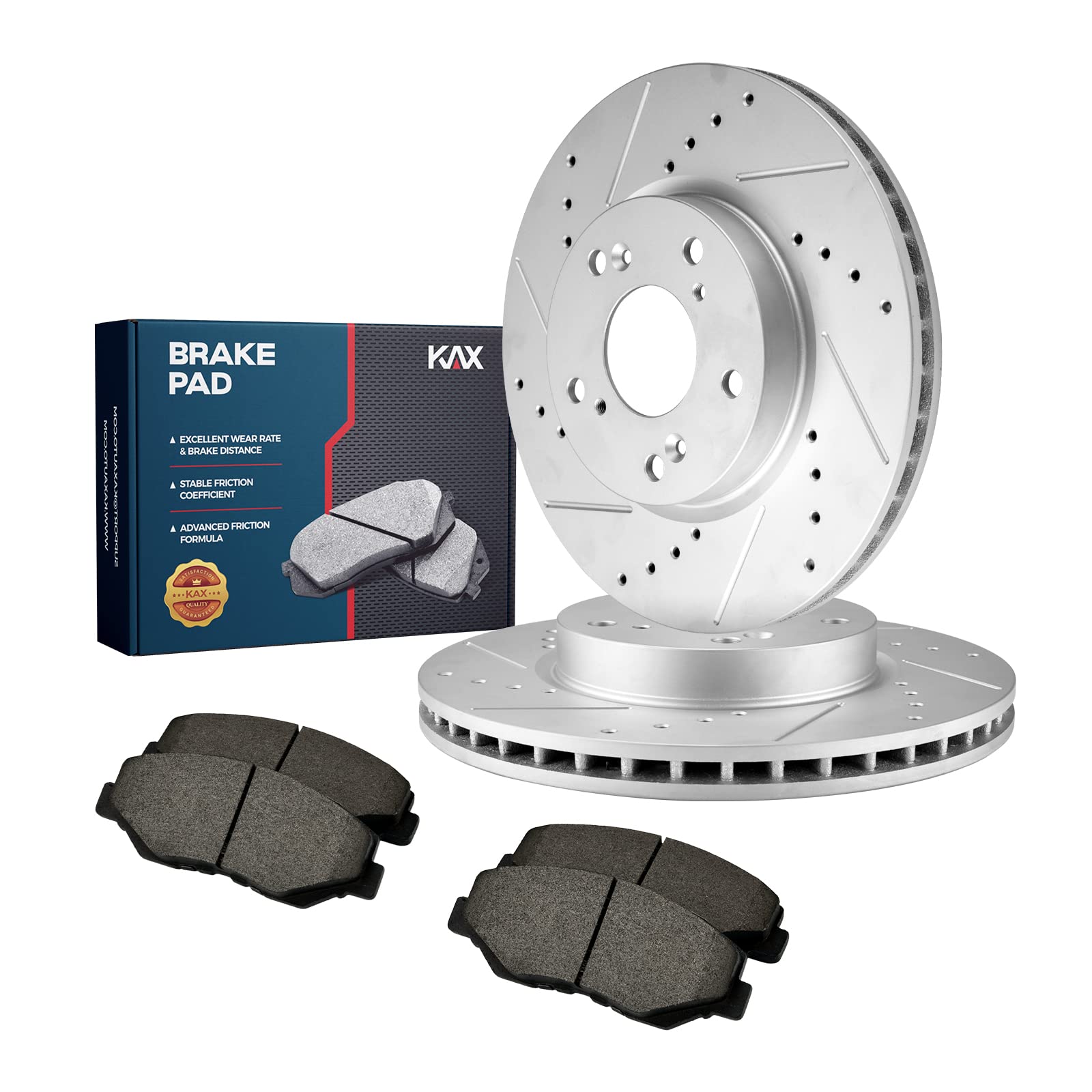KAX Rear Brake Kit 6DBK0910 - Premium Brake Rotors & Ceramic Pads with Hardware | Compatible with Toyota Camry, Avalon, ES350 | Smooth Stopping Power for City & Highway Driving