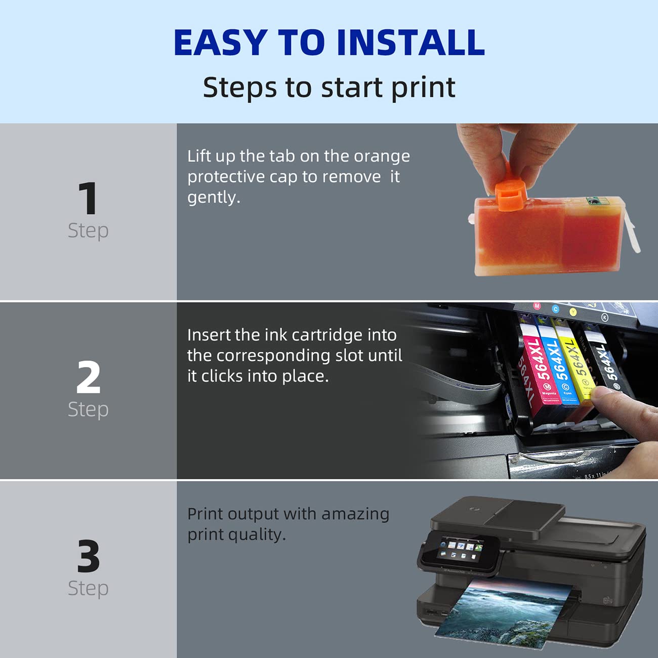 HP 564XL Compatible Ink Cartridges (10-Pack) - Replacement for HP 564XL 564 Ink for PhotoSmart 7520 7510 6520 6510 5520 5510 B8550 & OfficeJet 4620 3500 Printers - High-Quality Printing for Photos, Documents & Office Use