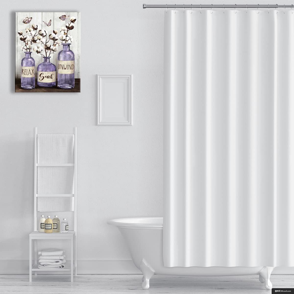 Rustic Farmhouse Bathroom Wall Art - Purple Canvas Prints 16