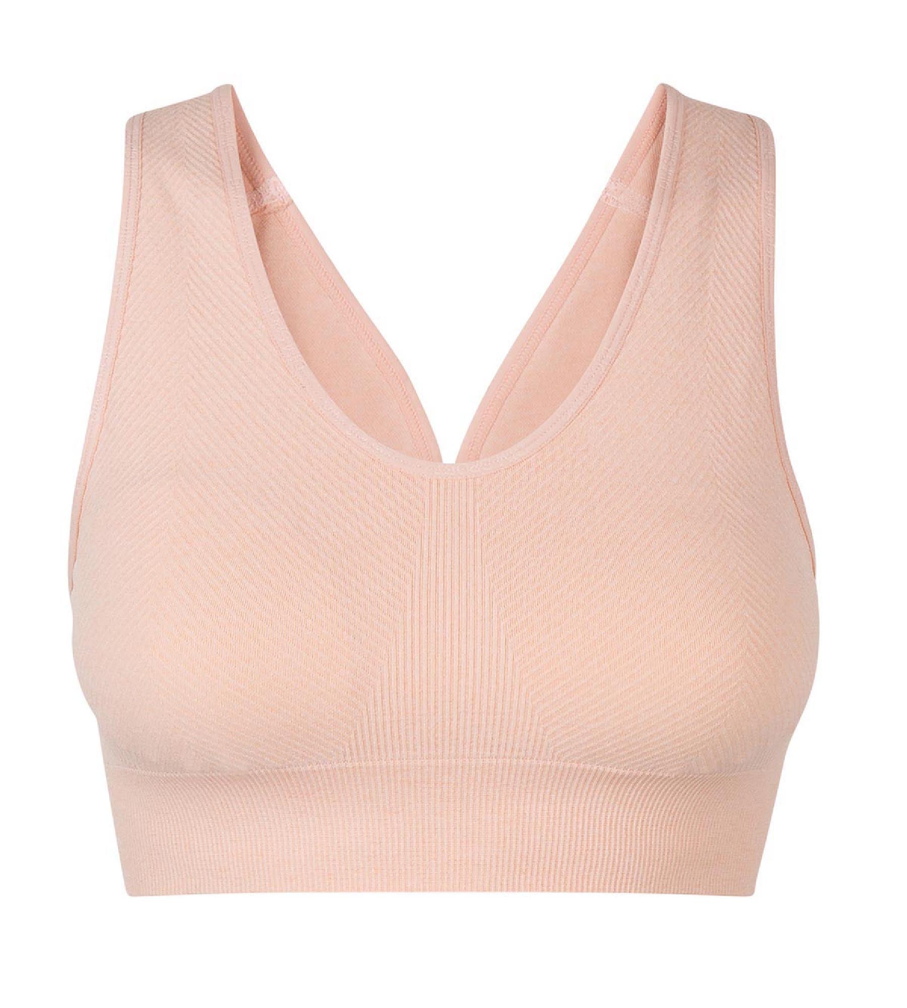 Seamless Sports Bra Rose Almond Chiné Dim - Comfortable Wireless Workout Top for Yoga, Running & Gym