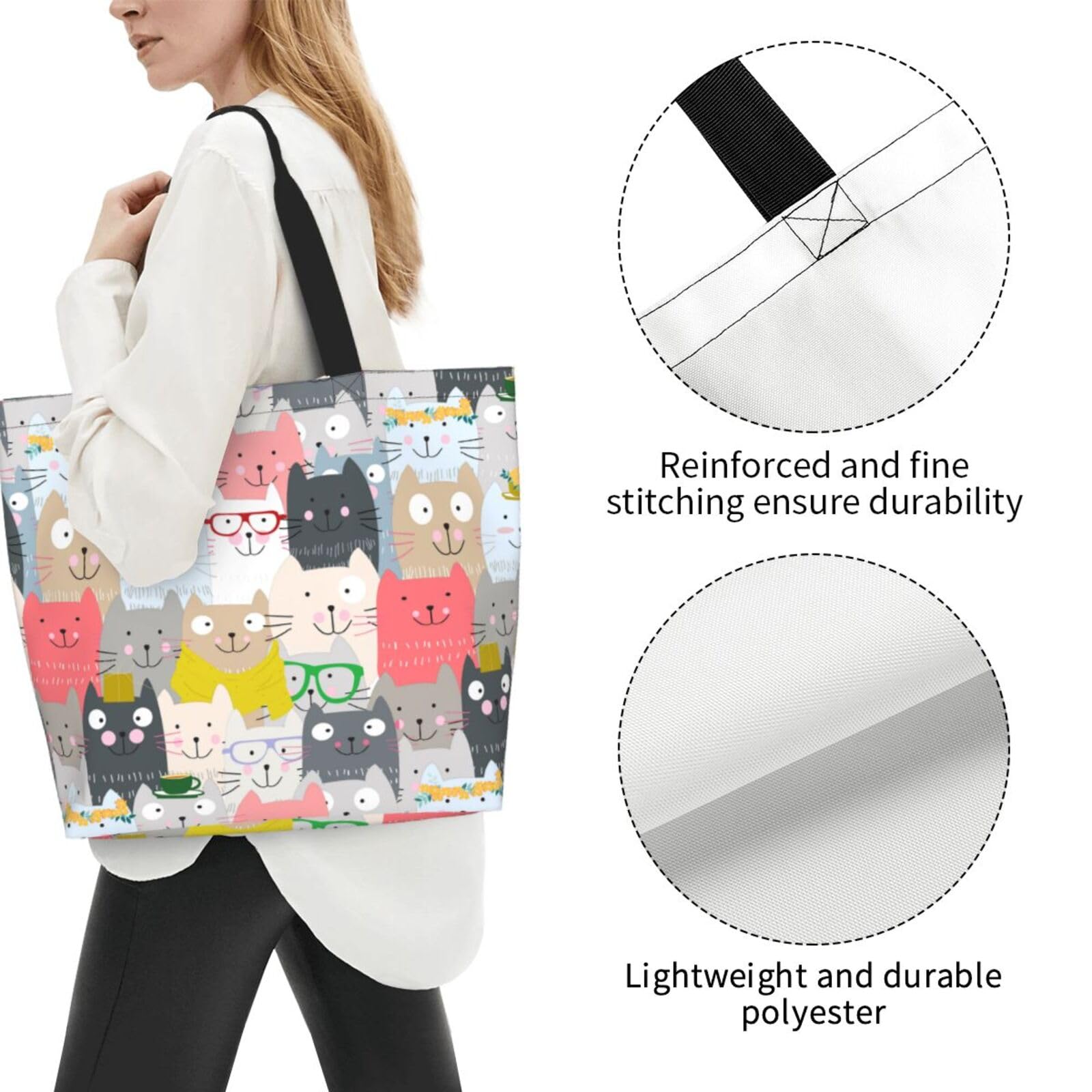 Stylish Large Tote Bag for Women - Durable Reusable Grocery & Beach Bag with Pockets - Funny Gift Idea for Mom, Friends - Perfect for Shopping, Travel, Picnics & Daily Use