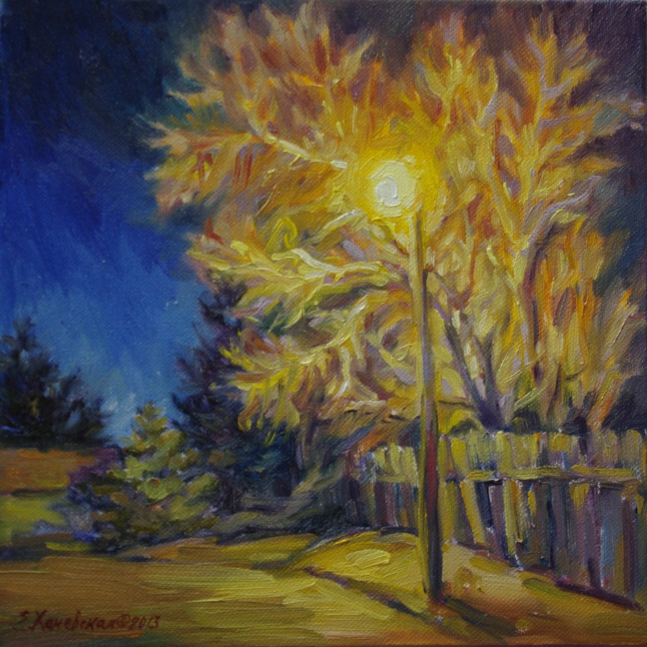 Nightlight Oil Painting - Handmade Canvas Art for Home Decor, Living Room Wall Art, Bedroom Aesthetic, Gift for Art Lovers