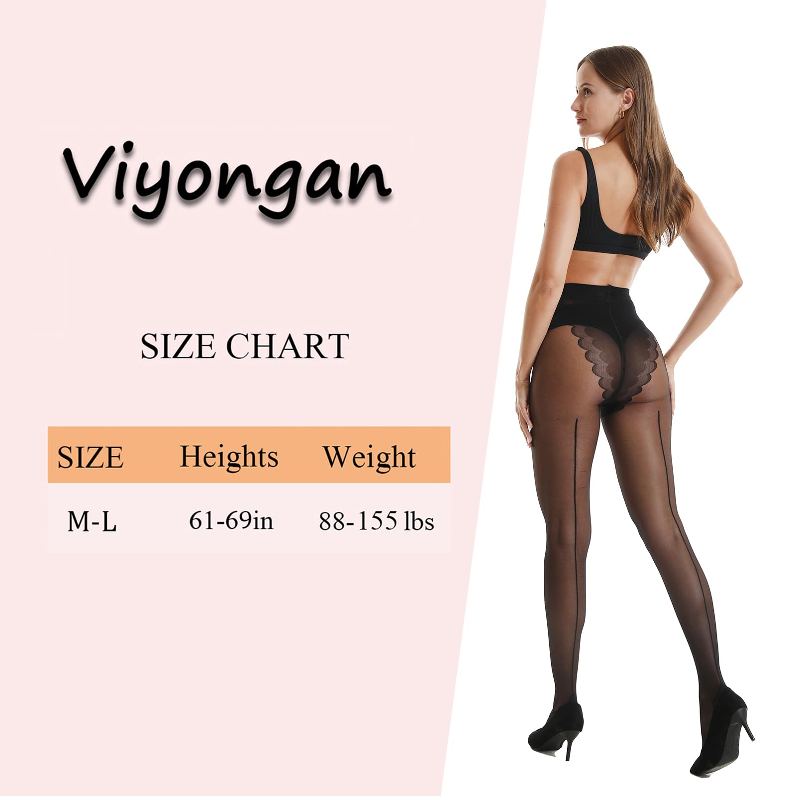 High Waist Sheer Seamed Tights for Women - Back Seam Pantyhose & Sexy Stockings | Perfect for Office, Date Night & Special Occasions