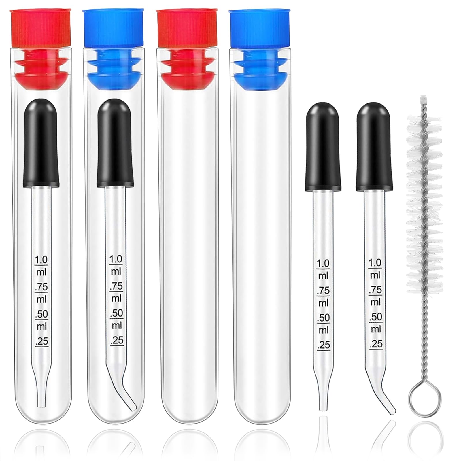 4ml Glass Droppers with Brush - Curved & Straight Tips for Lab & Healthcare