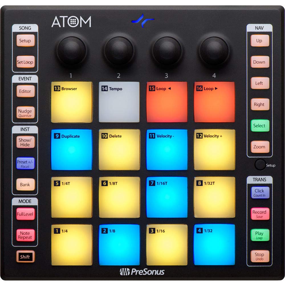 PreSonus ATOM MIDI Pad Controller Bundle with G-MIXERBAG-1212 Mixer Bag & 4-Port USB Hub for Music Production, DJ Performance & Home Studio Recording