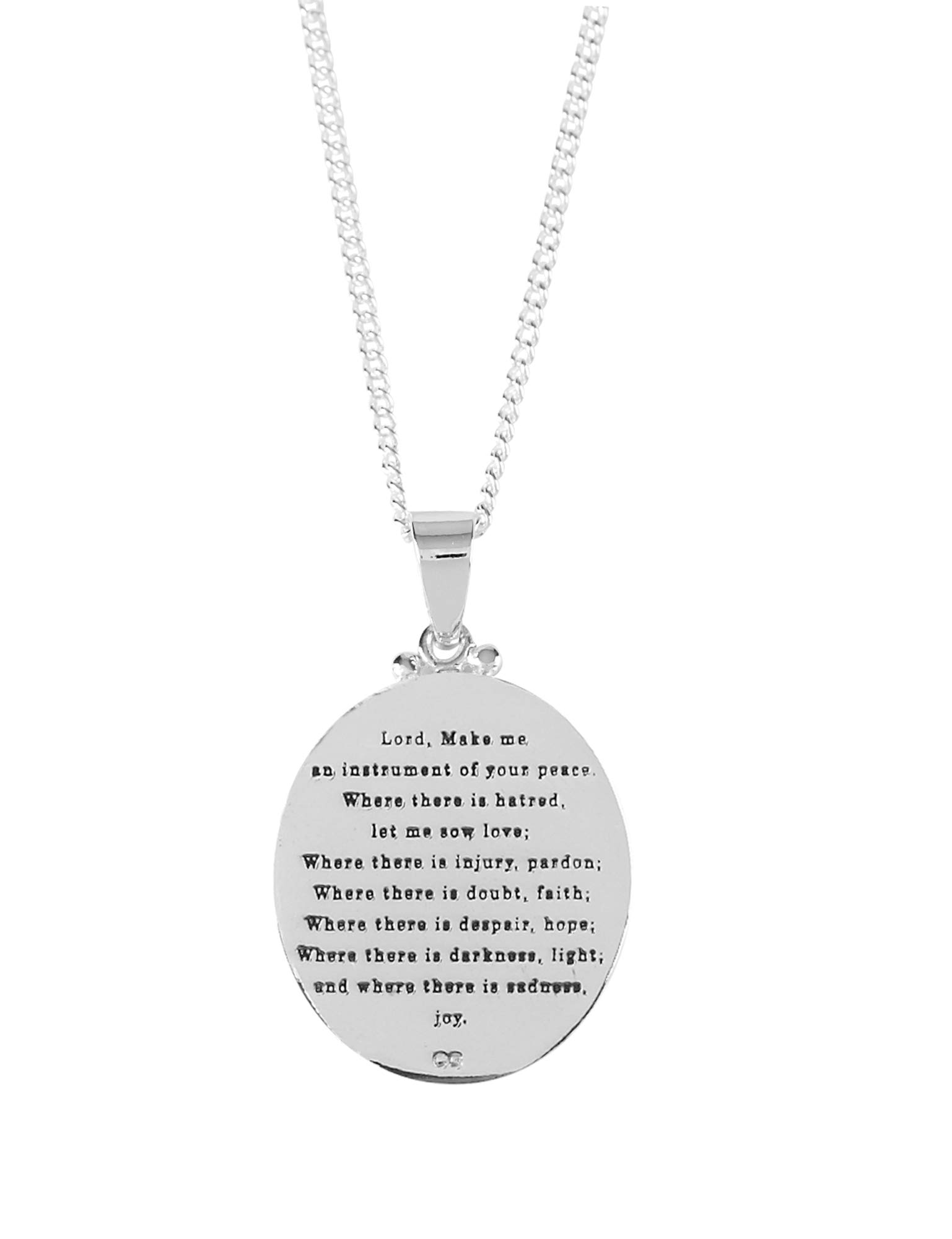 St. Francis of Assisi 'Pray For Us' Oval Pendant Necklace for Women - 18 Inch Silver Plated Chain with Jewelry Gift Box | Religious Jewelry, Catholic Gifts, Everyday Wear & Special Occasions
