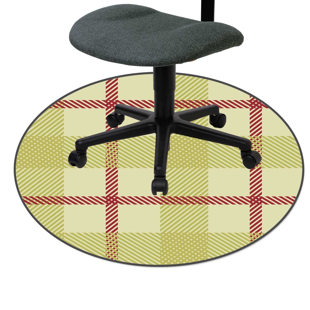 Light Green Plaid Office Chair Mat for Hardwood Floors - Large 35 Inch Anti-Slip Desk Chair Rug - Protects Floors from Scratches - Perfect for Home Office, Gaming Room & Workspace Decor