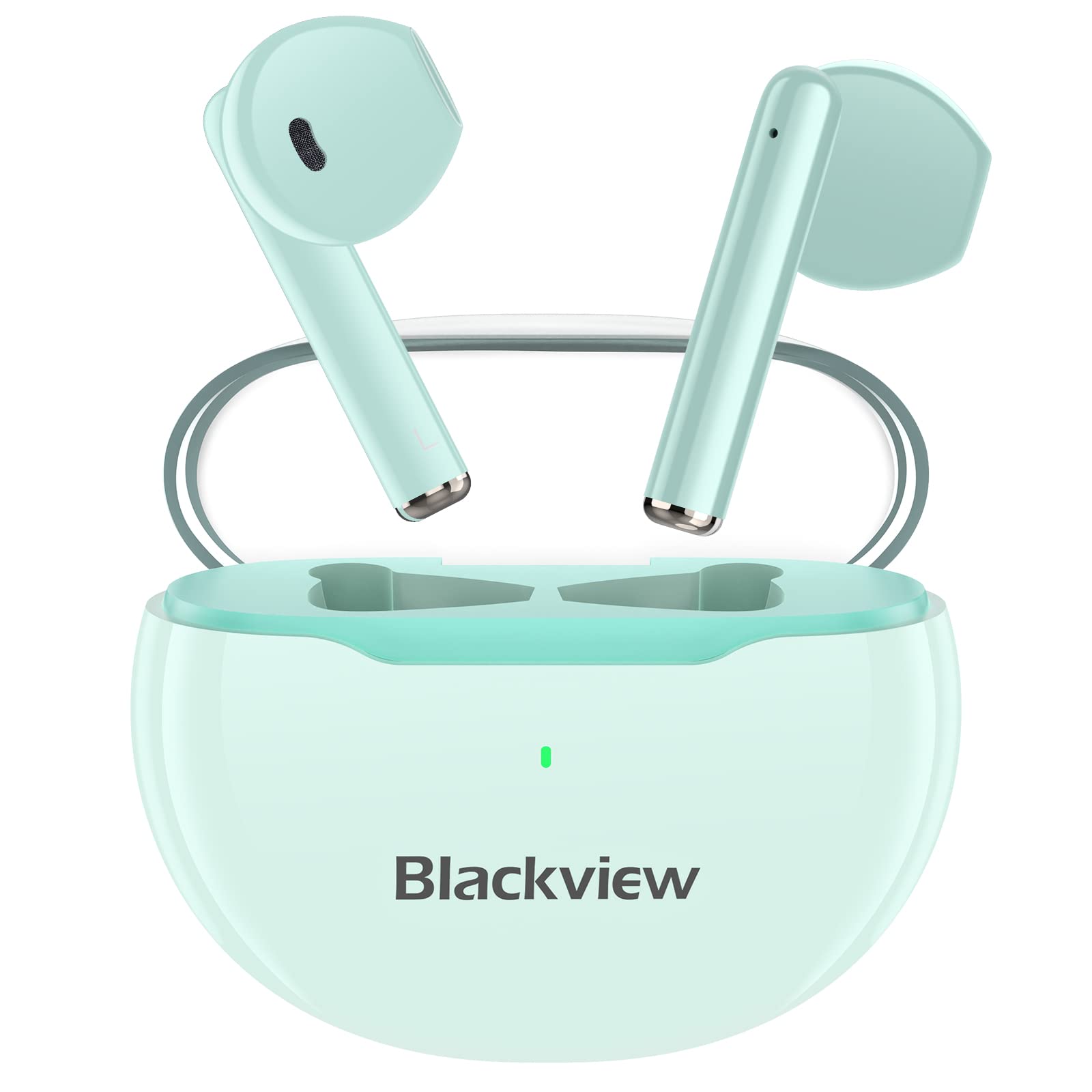 Blackview Bluetooth 5.3 Wireless Earbuds with IPX7 Waterproof, CVC 8.0 Noise Cancelling Mic, Touch Control - Premium Sound In-Ear Headphones for Running, Gym & Travel (Green)