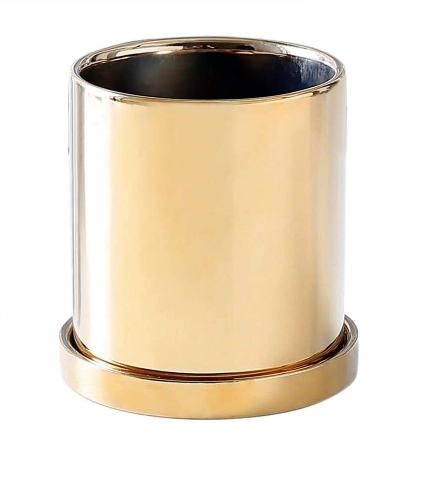 Golden Ceramic Flower Pot with Lotus Design - 14cm Round Decorative Vase for Indoor/Outdoor Plants, Home Decor, Wedding Centerpieces & Room Decoration