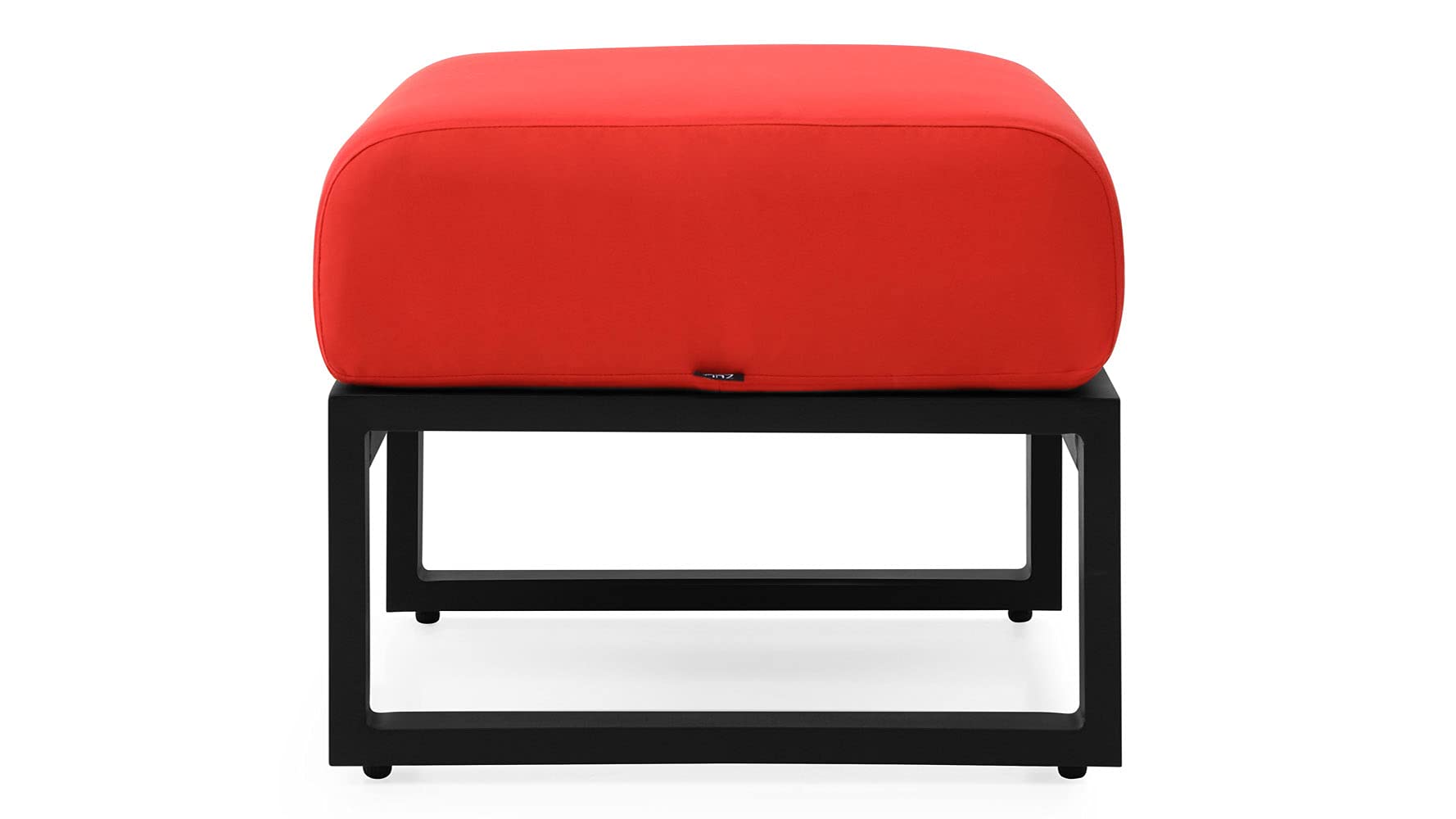 ZURI Modern Elba Outdoor Ottoman with Quick-Dry Cushions & Powder-Coated Aluminum Frame - Waterproof Patio Furniture for Poolside, Garden & Deck - Black/Red