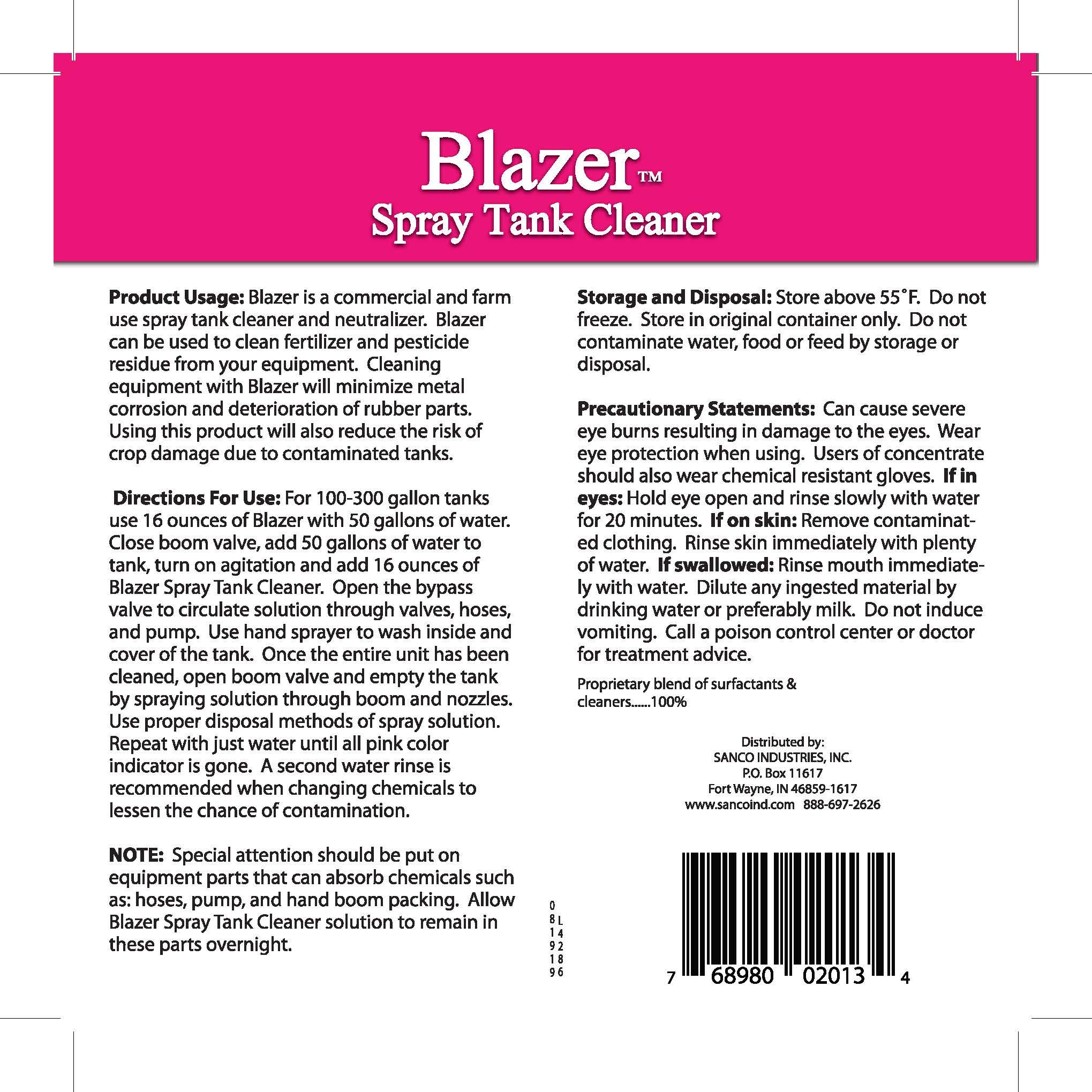 Liquid Harvest Blazer Spray Tank Cleaner - 128oz (1 Gallon) for Removing Chemical Residues | Professional Gardening & Lawn Care Solution | Ideal for Sprayers, Agricultural Equipment & Outdoor Maintenance
