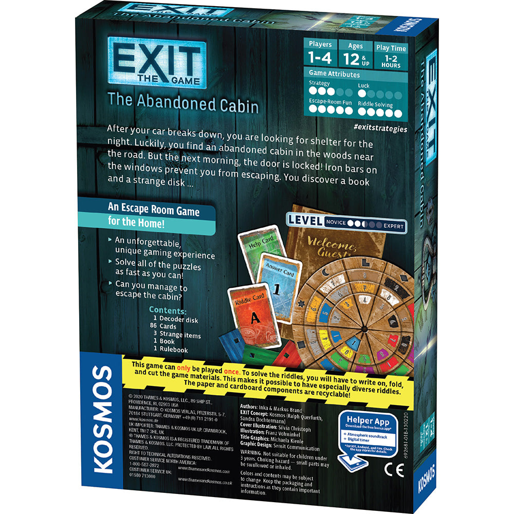 EXIT: The Abandoned Cabin - Escape Room Board Game for Adults & Teens | Mystery Puzzle Adventure Game | Perfect for Family Game Night & Party Entertainment