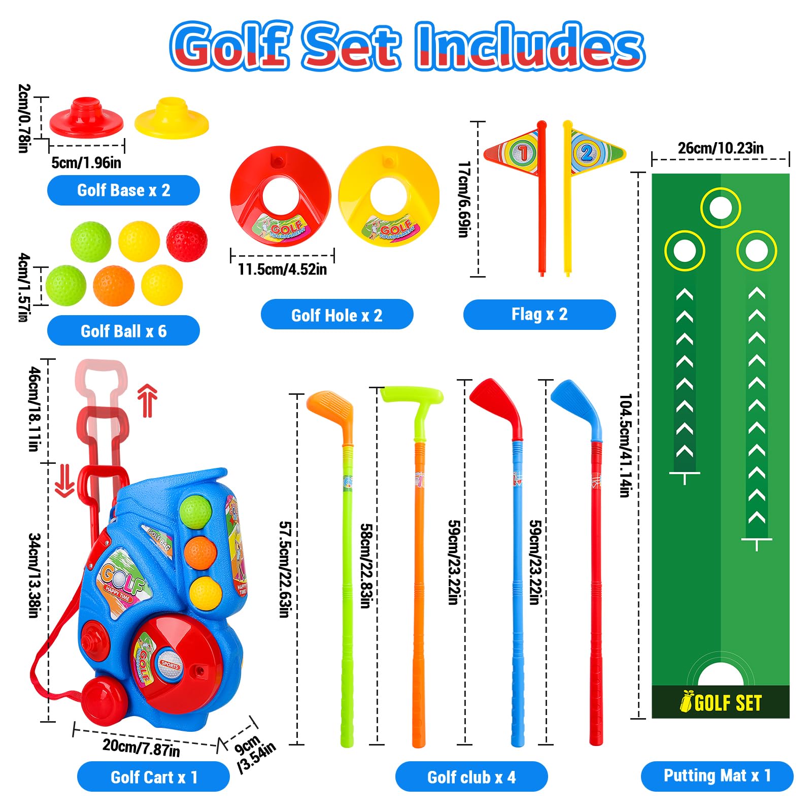 **deAO Kids Golf Set with Suitcase - Outdoor & Indoor Sports Toy for Boys & Girls Ages 3-5 - Blue Golf Clubs & Garden Game for Backyard & Playroom Fun**