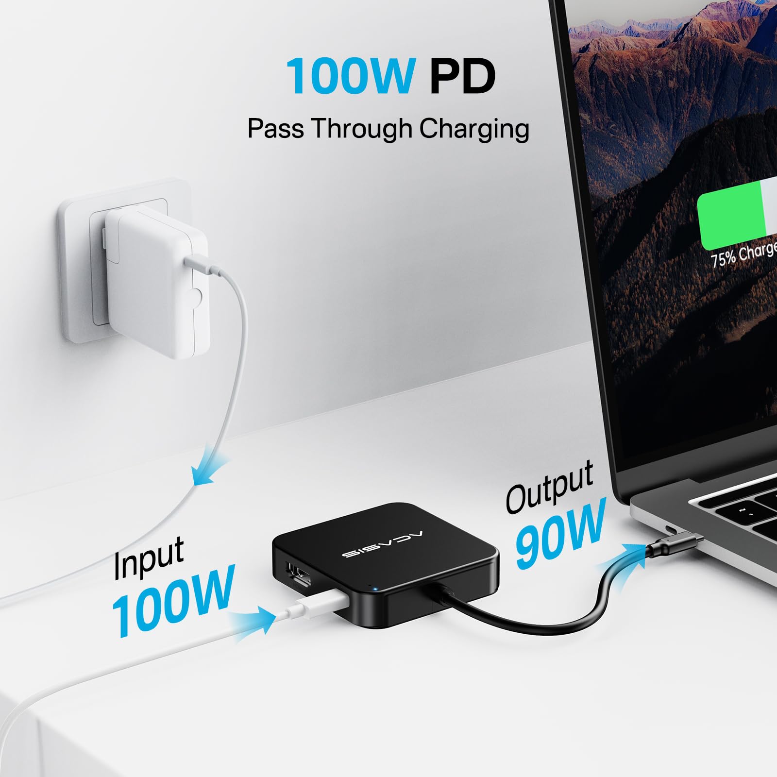 10Gbps USB C Hub with 4K 60Hz HDMI, 100W PD Charging - 4-Port USB 3.1 Adapter (3x USB-A + 1x USB-C) for MacBook Pro/Air, Dell XPS, Lenovo, Microsoft Surface, iPad Pro - Perfect for Home Office, Remote Work & Travel (Space Gray)