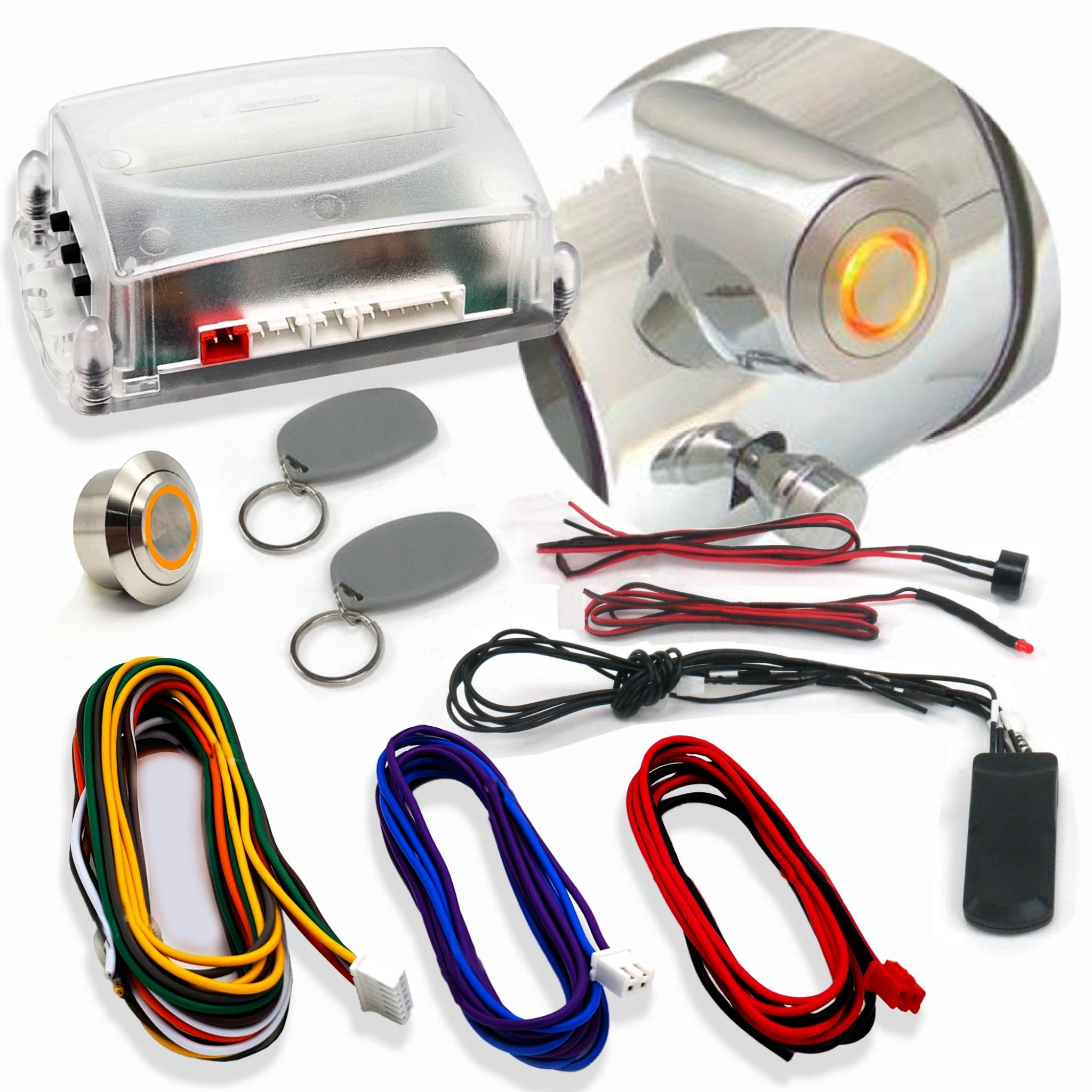 1901-1907 Oldsmobile Model F 28 GM Direct Fit Billet Push Button Start Conversion Kit with RFID - Classic Car Ignition Upgrade for Vintage Vehicle Restoration & Modern Convenience