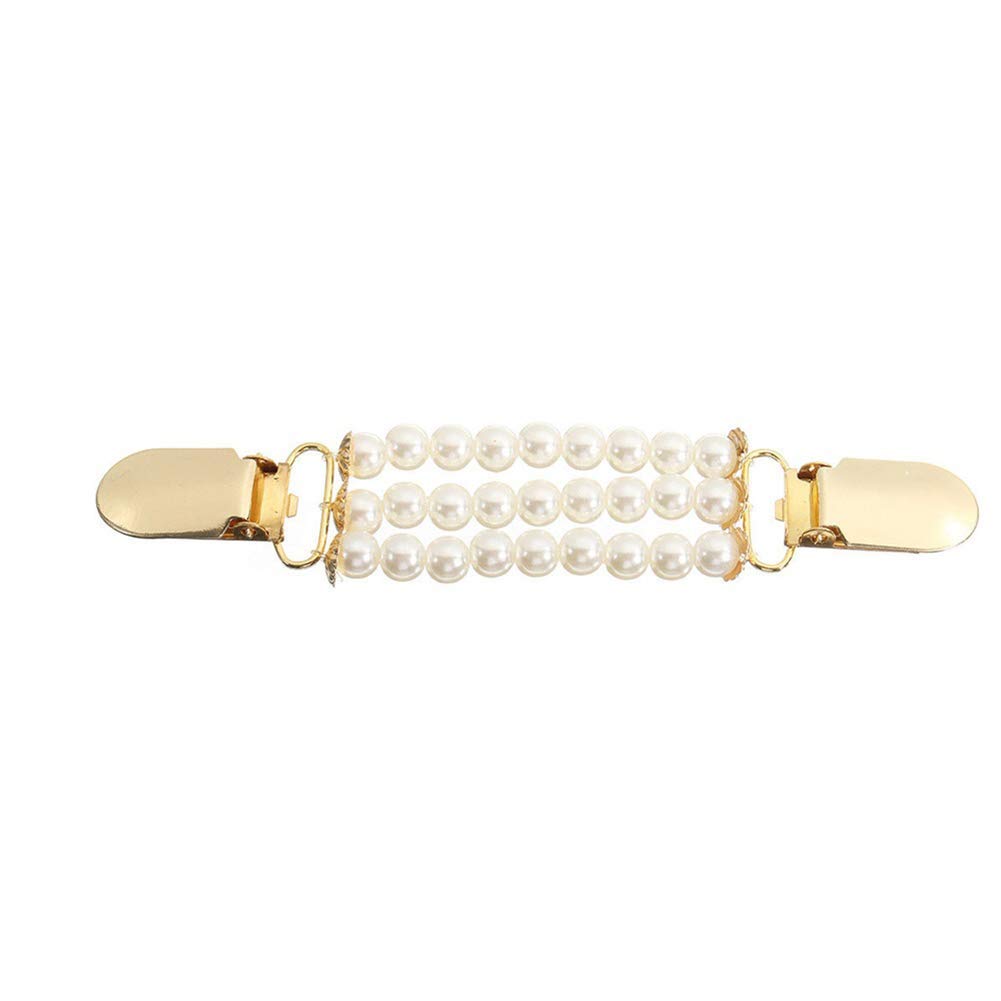 3 Layers Faux Pearls Cardigan Clip - No Buttons Sweater Clamp Decor for Women, Elegant Pearl Chain Accessory for Cardigans, Shawls & Jackets - Perfect for Office, Parties & Special Occasions
