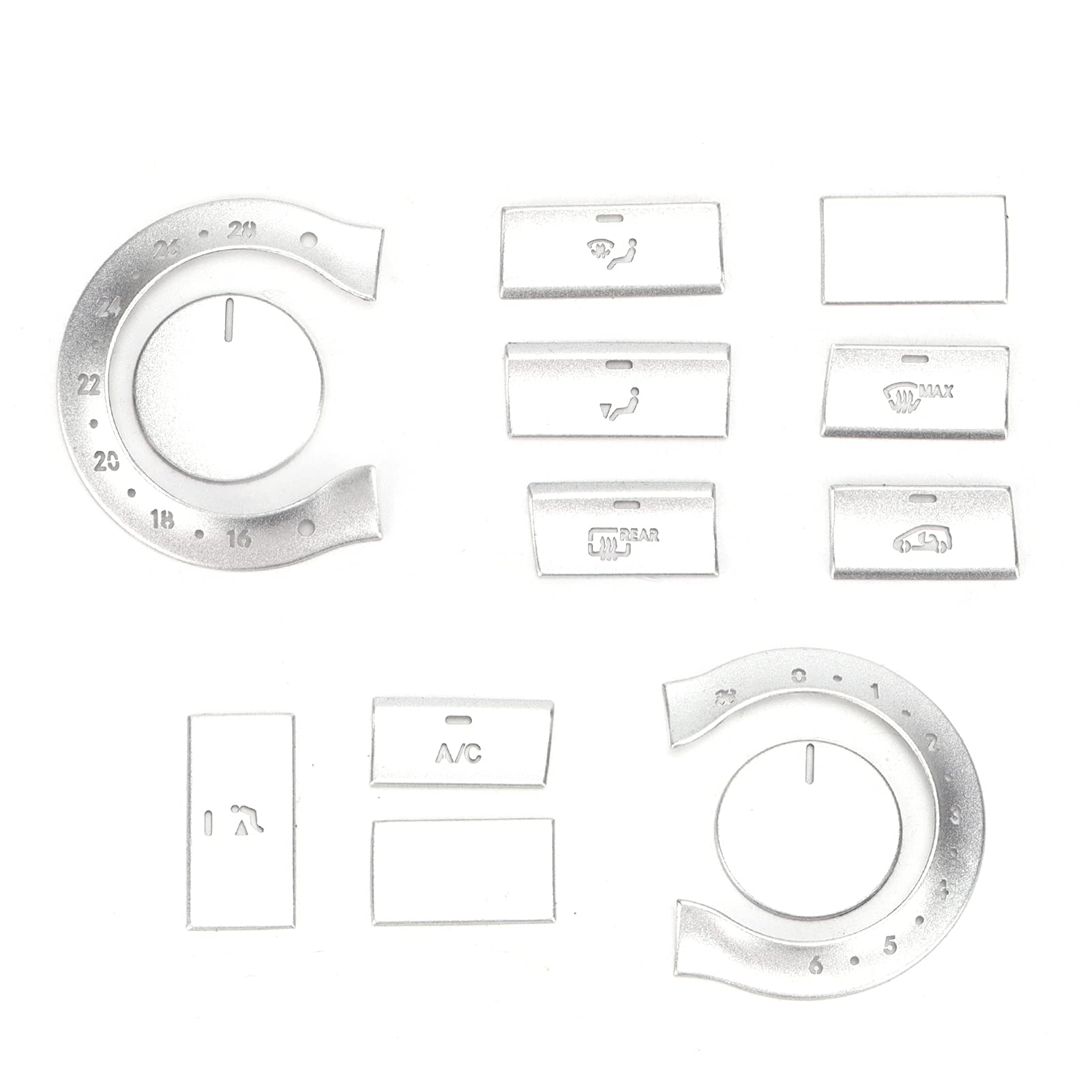 Qiilu 13pcs Silver Air Conditioning Button Trims - Replacement for Mercedes A/B/CLA/GLA Class - Car Interior Decoration & Upgrade Accessories (Perfect for Enhancing Dashboard Style & Protecting Original Buttons)