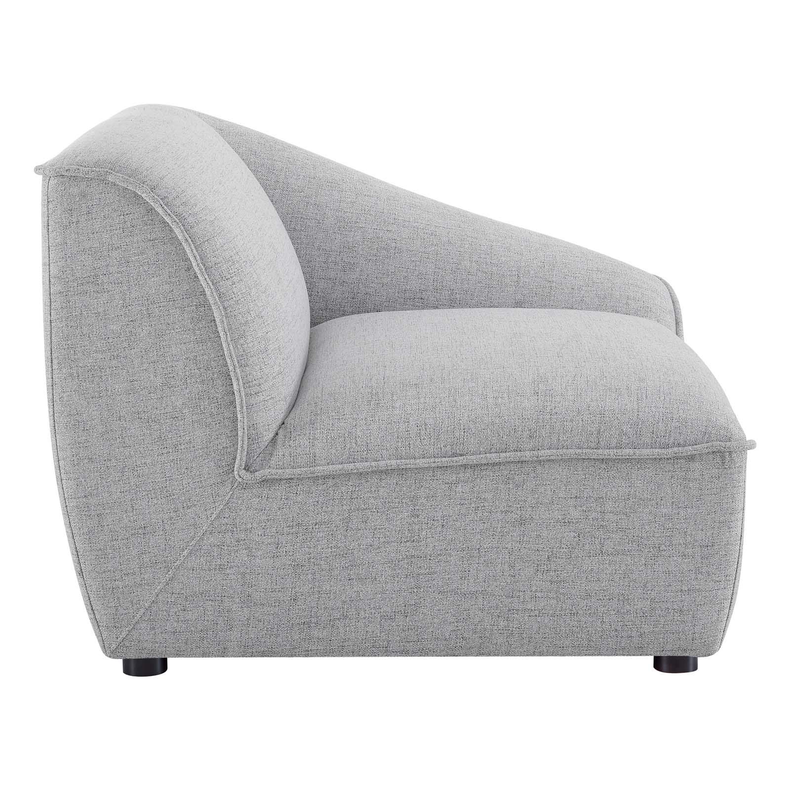 Modway Comprise 7-Piece Fabric Upholstered Sectional Sofa Set in Light Gray - Modern Living Room Furniture for Small Spaces & Family Gatherings
