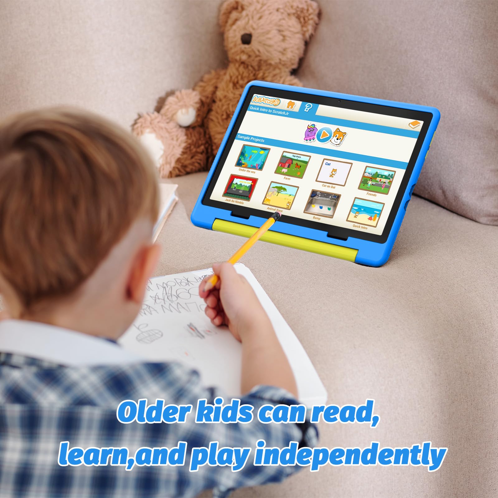 10 Inch Kids Tablet with Android 14 | Octa-Core 64GB Storage (Expandable to 1TB) | WiFi Children's Learning Tablet with Parental Controls & Dual Camera | Includes Protective Case | Perfect Gift for Toddlers & Kids | Ideal for Homeschooling, Travel, and Educational Entertainment