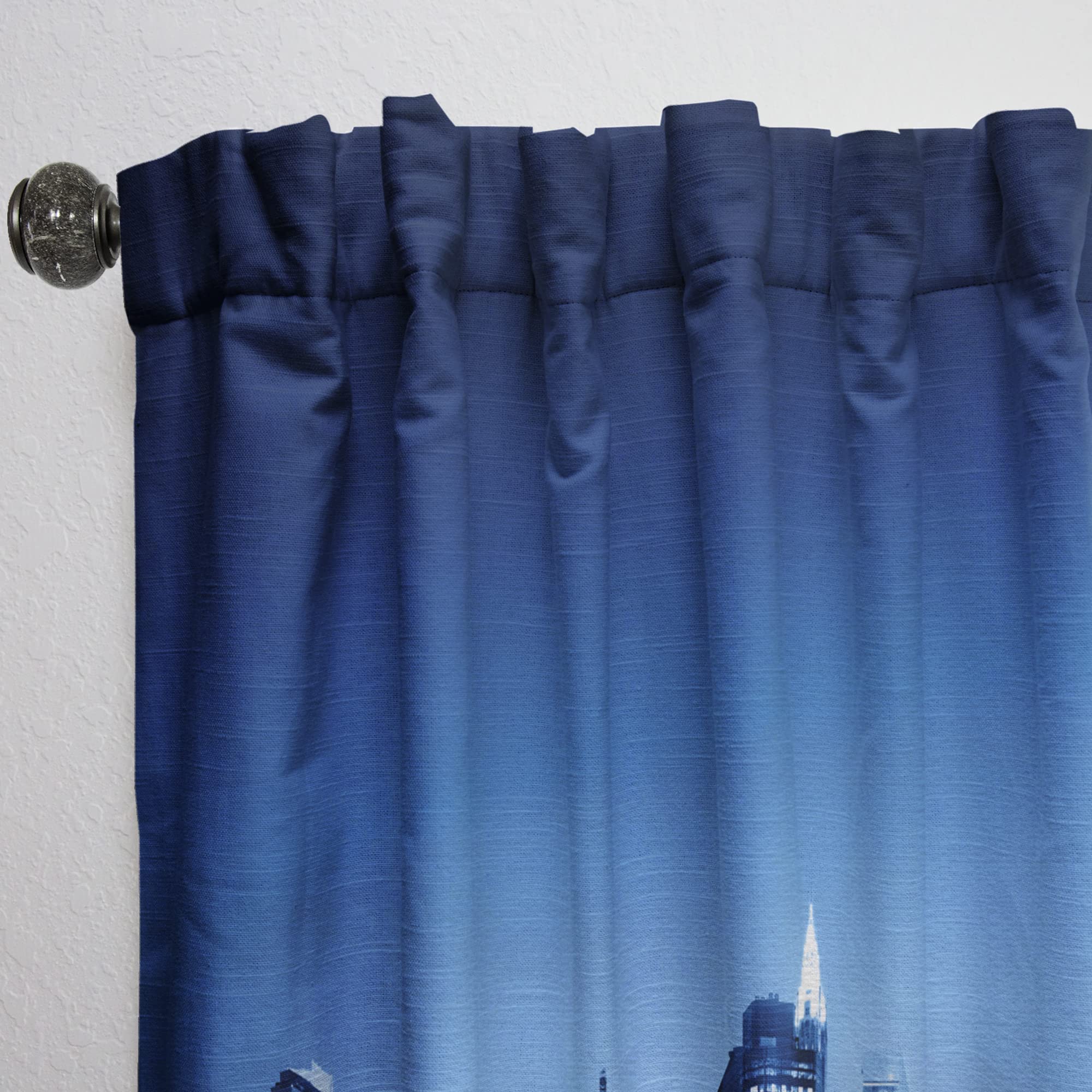 Night New York City Mirrored Thermal Insulated Curtains - Single Panel 52x120 Inches - Blackout Drapes for Bedroom & Living Room - Perfect for Home Decor, Privacy & Light Control