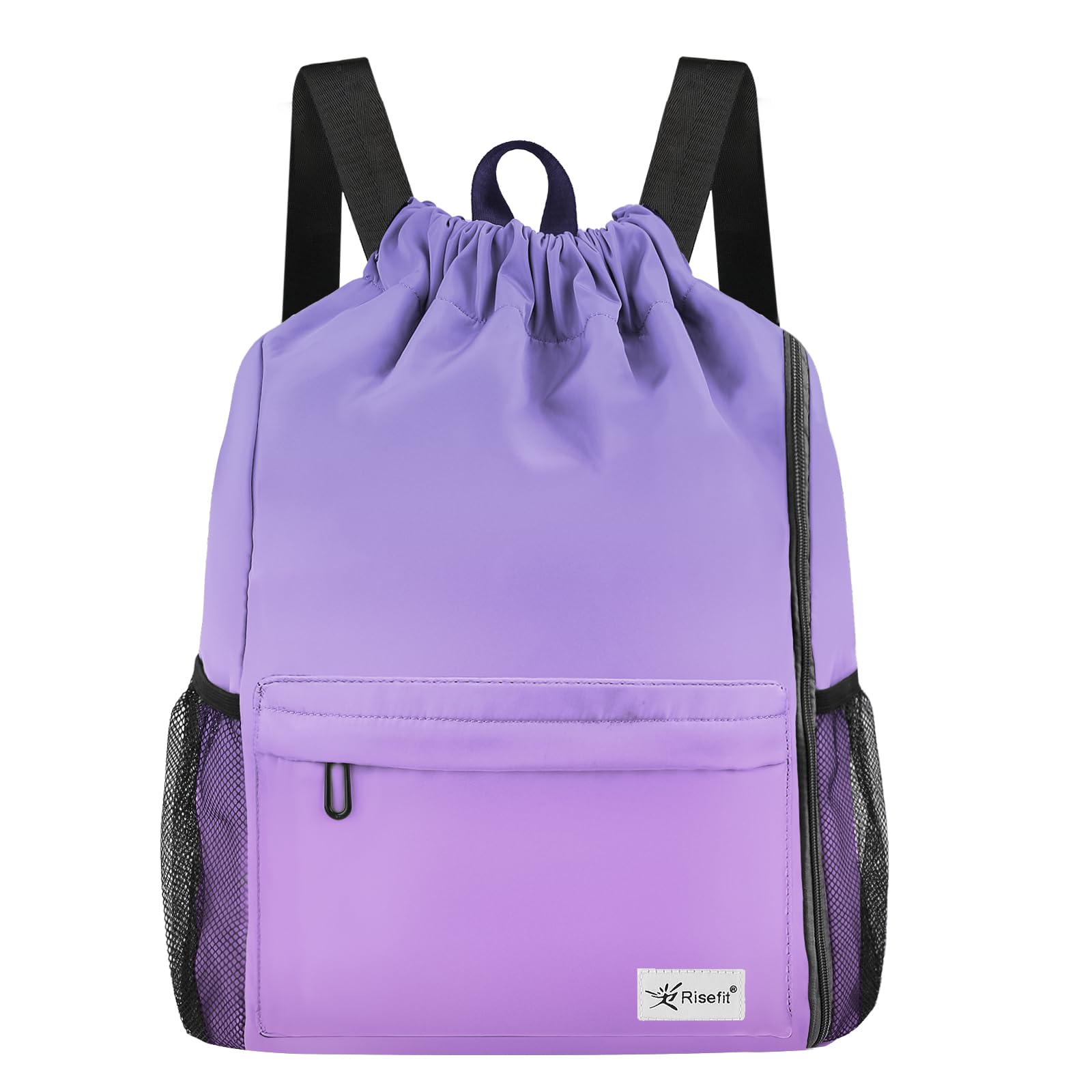 **Drawstring Backpack with Mesh Pockets - Lightweight Water-Resistant Gym Bag for Men & Women - Perfect for Beach, Travel, Sports & Workout**
