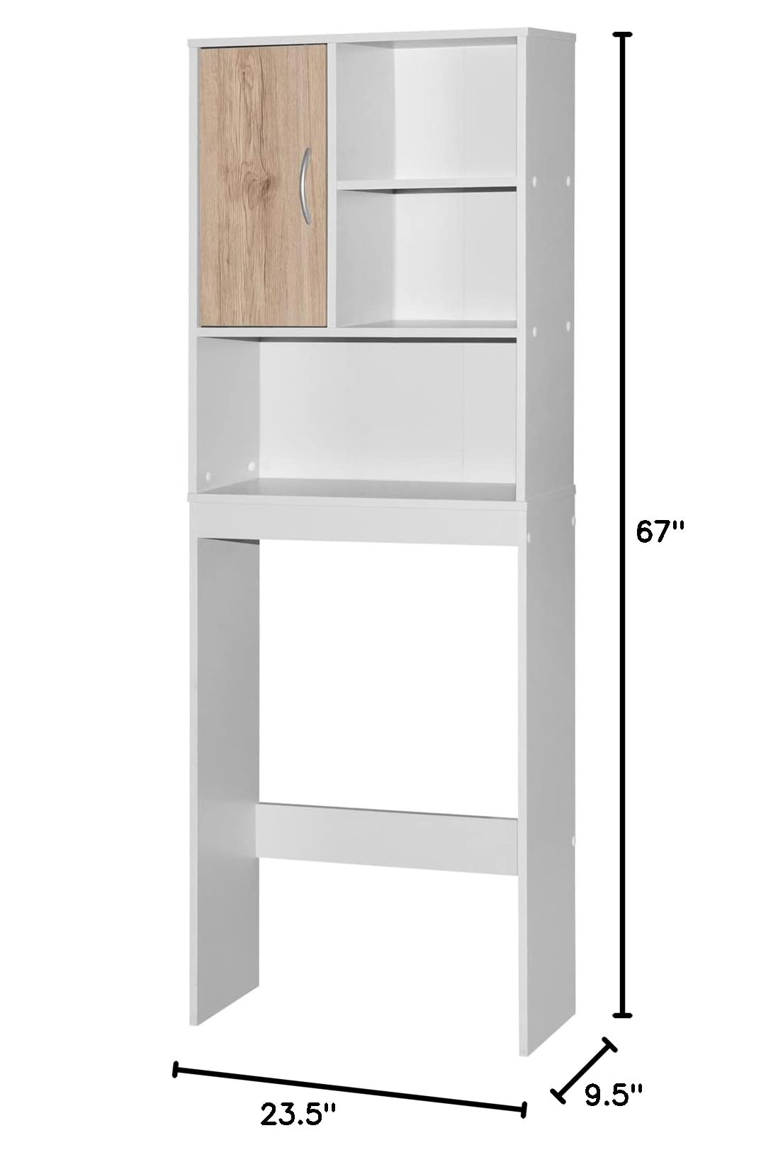 Better Home Products Ace Over-The-Toilet Storage Organizer - White & Natural Oak Bathroom Shelf for Towels, Toiletries & Decor - Space Saving Solution for Small Bathrooms