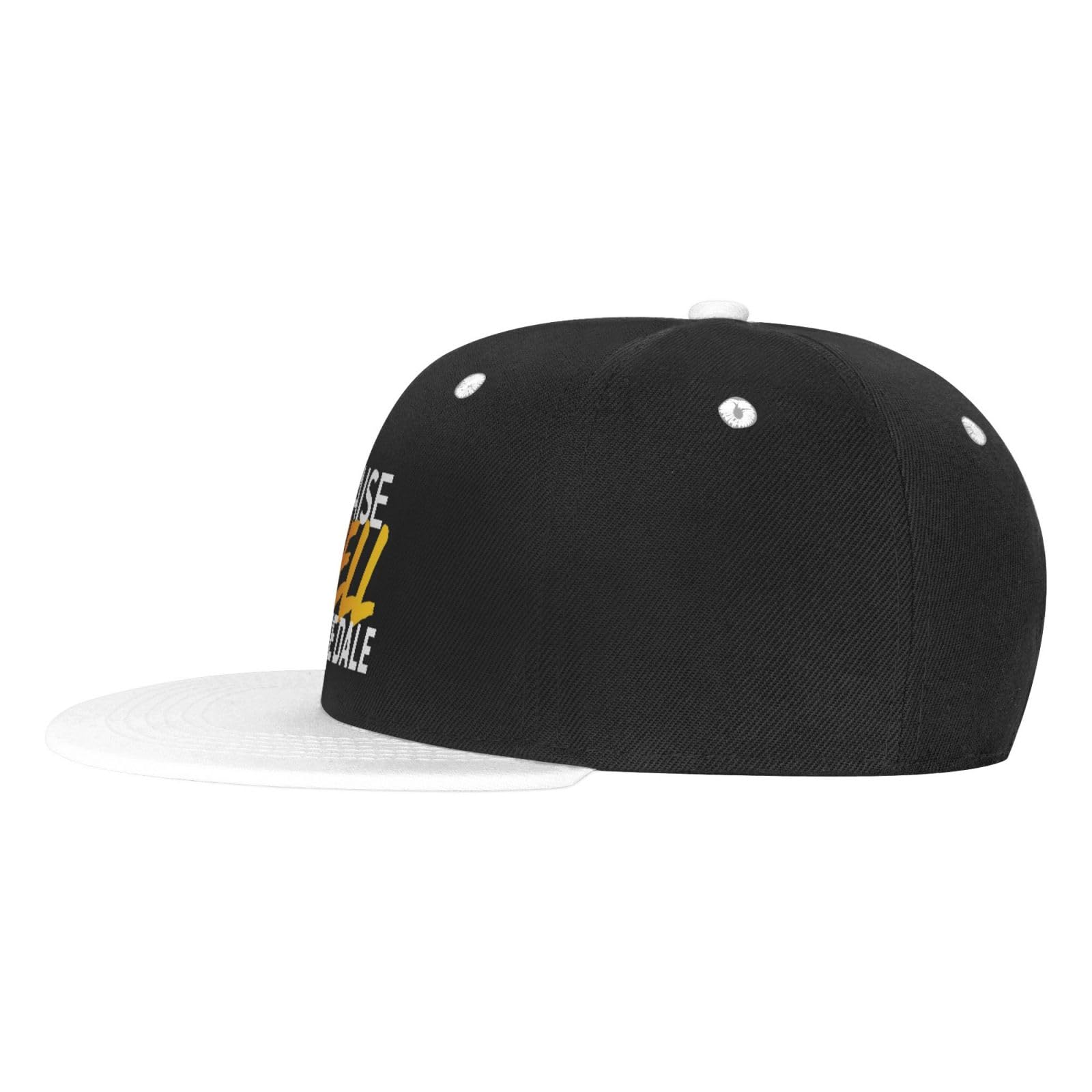 Raise Hell Praise Dale Snapback Hat - Hip Hop Flat Brim Baseball Cap Adjustable for Men & Women - White - Perfect for Streetwear, Concerts & Hip Hop Fashion