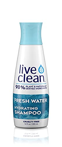 Live Clean Hydrating Fresh Water Shampoo - 12 Oz | Sulfate-Free, Vegan & Cruelty-Free Hair Care for Daily Moisture & Shine | Perfect for Dry, Damaged Hair at Home or Travel