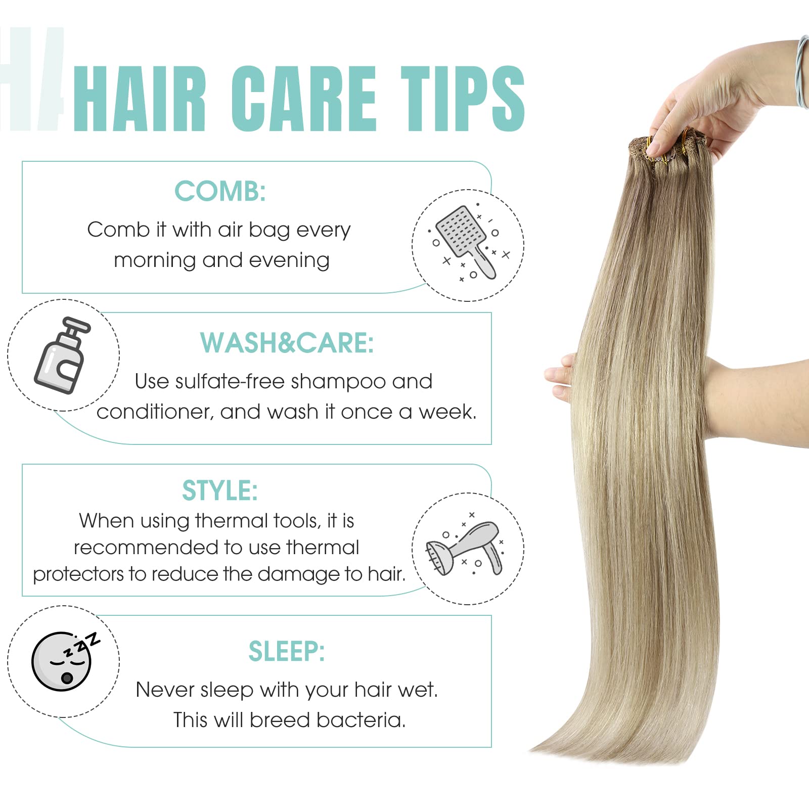 Premium 100% Human Hair Wire Hair Extensions for Women - Clip-In, Heat Resistant, Natural Look for Daily Styling & Special Occasions