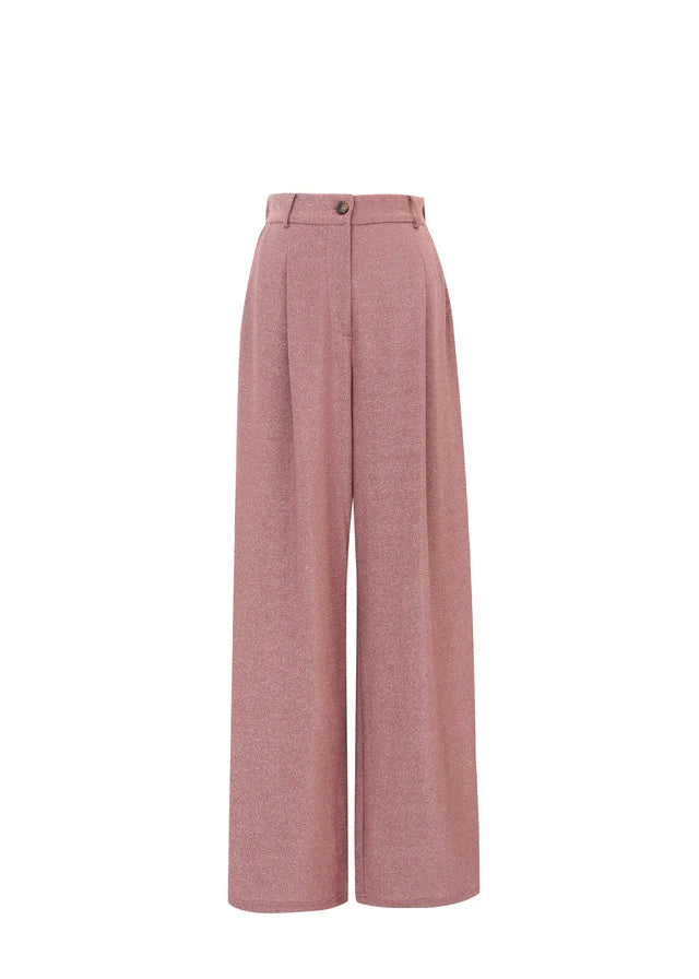 Philo Wide Leg Pants for Women - High Waisted Flowy Lounge Pants (Rose Pink) | Comfortable Casual Wear for Home, Office & Travel