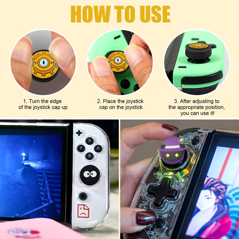 6-Piece Silicone Joystick Caps for Nintendo Switch Joy-Con - Analog Thumbstick Grips & Protective Cover Set - Perfect for Gaming, Travel, and Controller Protection