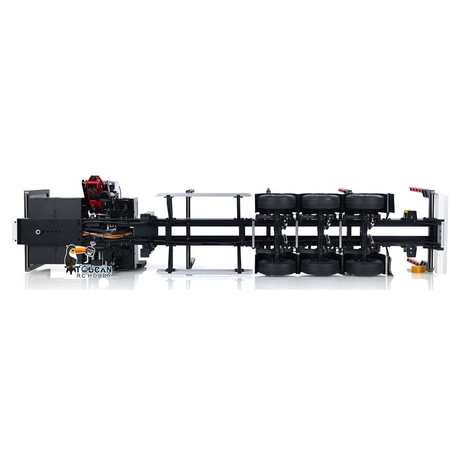 1/14 Scale Custom Hydraulic Metal RC Logging Crane Trailer - Painted & Assembled with LED Light System (99x40x20cm) - Perfect for RC Construction & Logging Simulation, Heavy Duty Hauling & Off-Road Scenarios