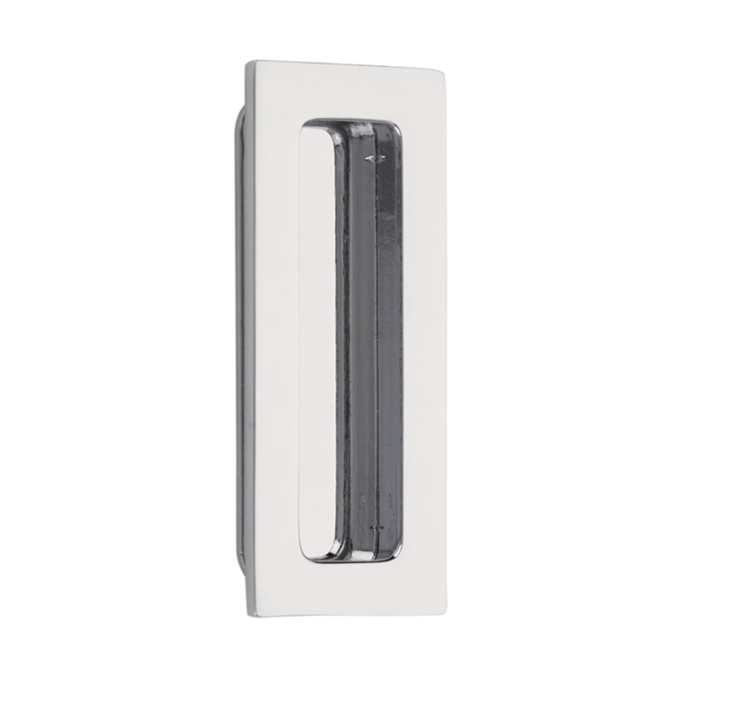 Modern Rectangular Flush Solid Recess Door Pull in Polished Chrome - Sleek Cabinet Handle for Kitchen, Bathroom & Office Furniture - Durable & Stylish Hardware Upgrade