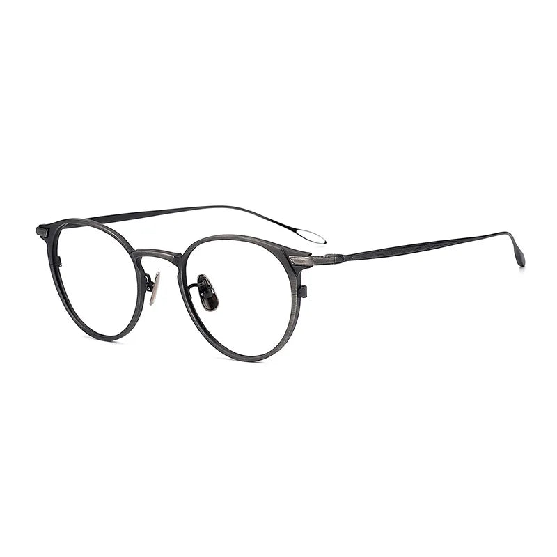 Stylish Unisex Black Acetate & Titanium Oval Round Eyeglasses Frame 63061 - Perfect for Work, Reading, and Everyday Fashion