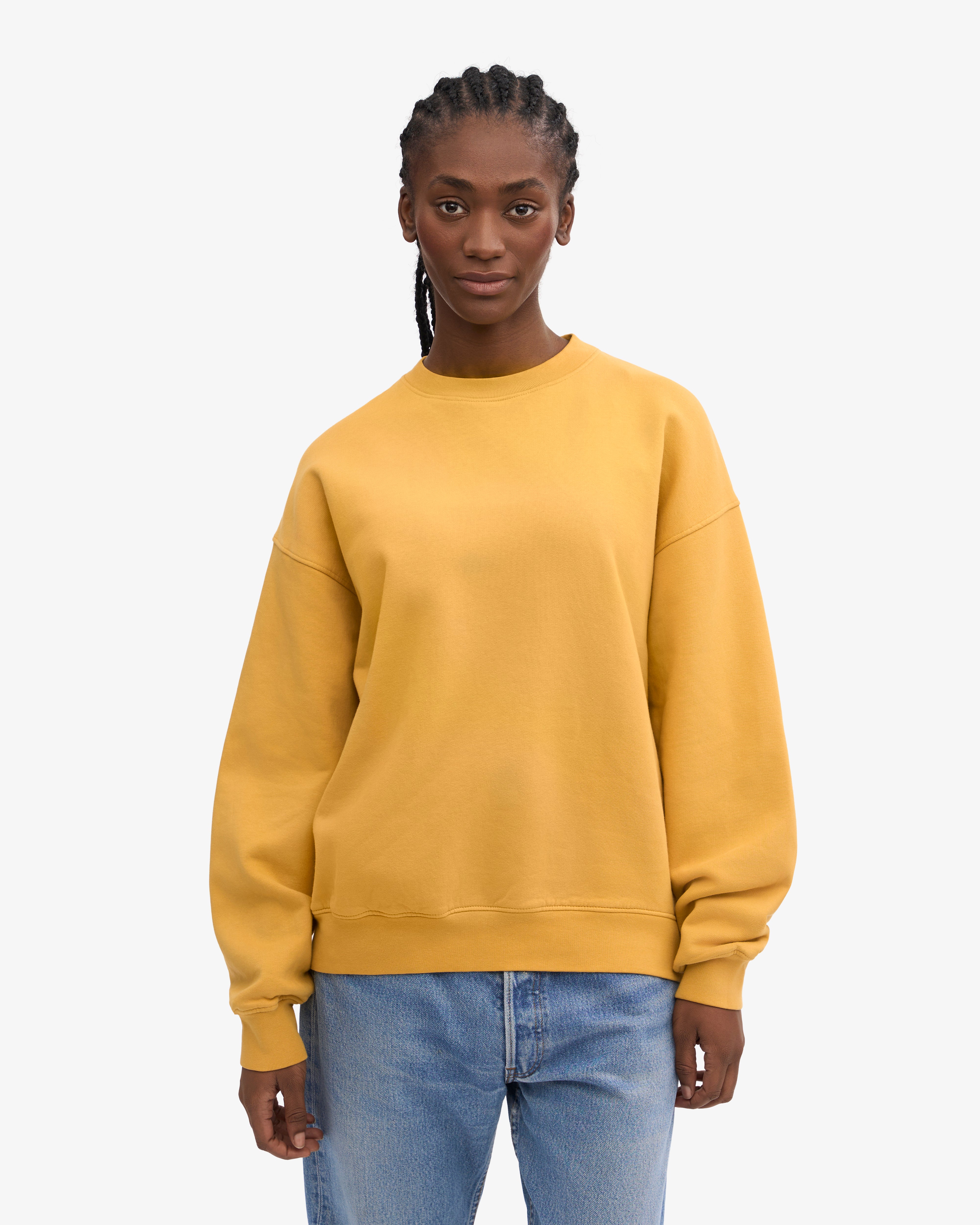 Organic Oversized Crewneck Sweatshirt - Soft & Comfortable Burned Yellow Pullover for Women | Perfect for Casual Wear, Lounge & Street Style